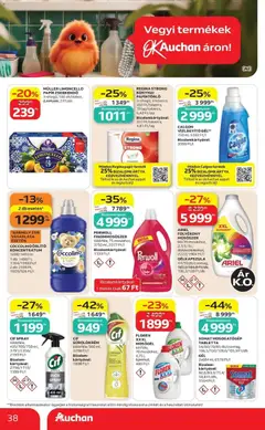 Ajánlatok - Auchan újság érvényessége 2026.09.09-ig - amely érvényes a következő dátumtól: 2026.09.03. | Oldal: 38 | Termékek: Ariel, Coccolino, Calgon, Zsebkendő