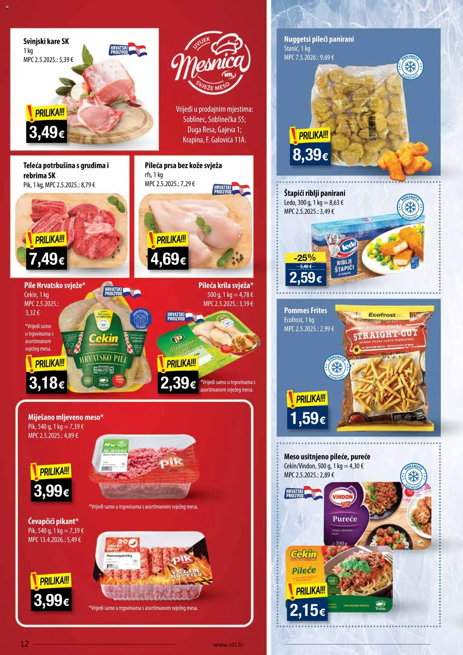 NTL katalog | vrijedi od 17.06.2026 | Stranica: 12 | Proizvodi: Svinjski kare, Pommes frites, Meso, Ledo