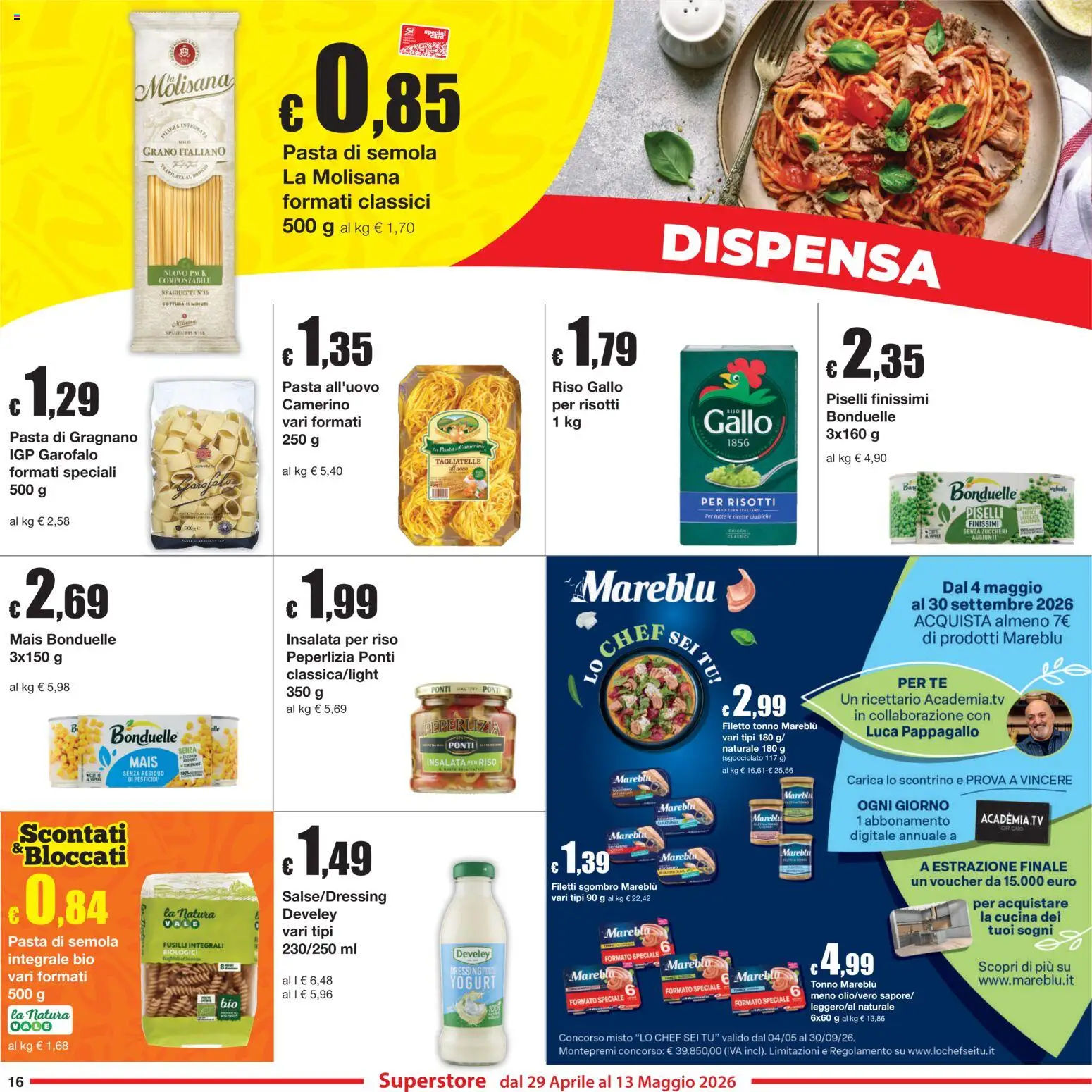 Volantino Sì con Te del 29.04.2026 | Pagina: 16 | Prodotti: Riso, Pasta, Mais, Sgombro