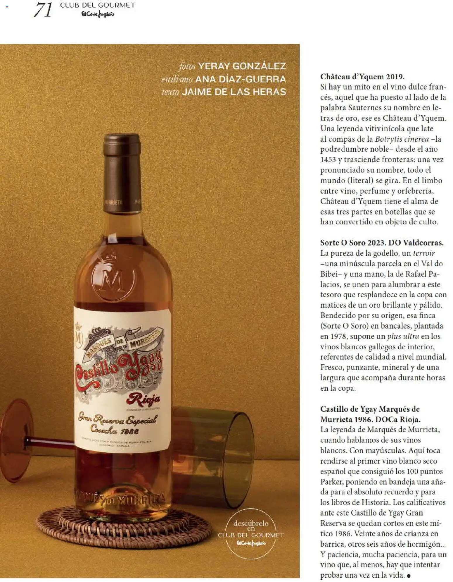 El Corte Inglés Gourmet Magazine │ válido desde el 01/10/2026 | Página: 71 | Productos: Perfume, Libros, Vino blanco, Bandeja