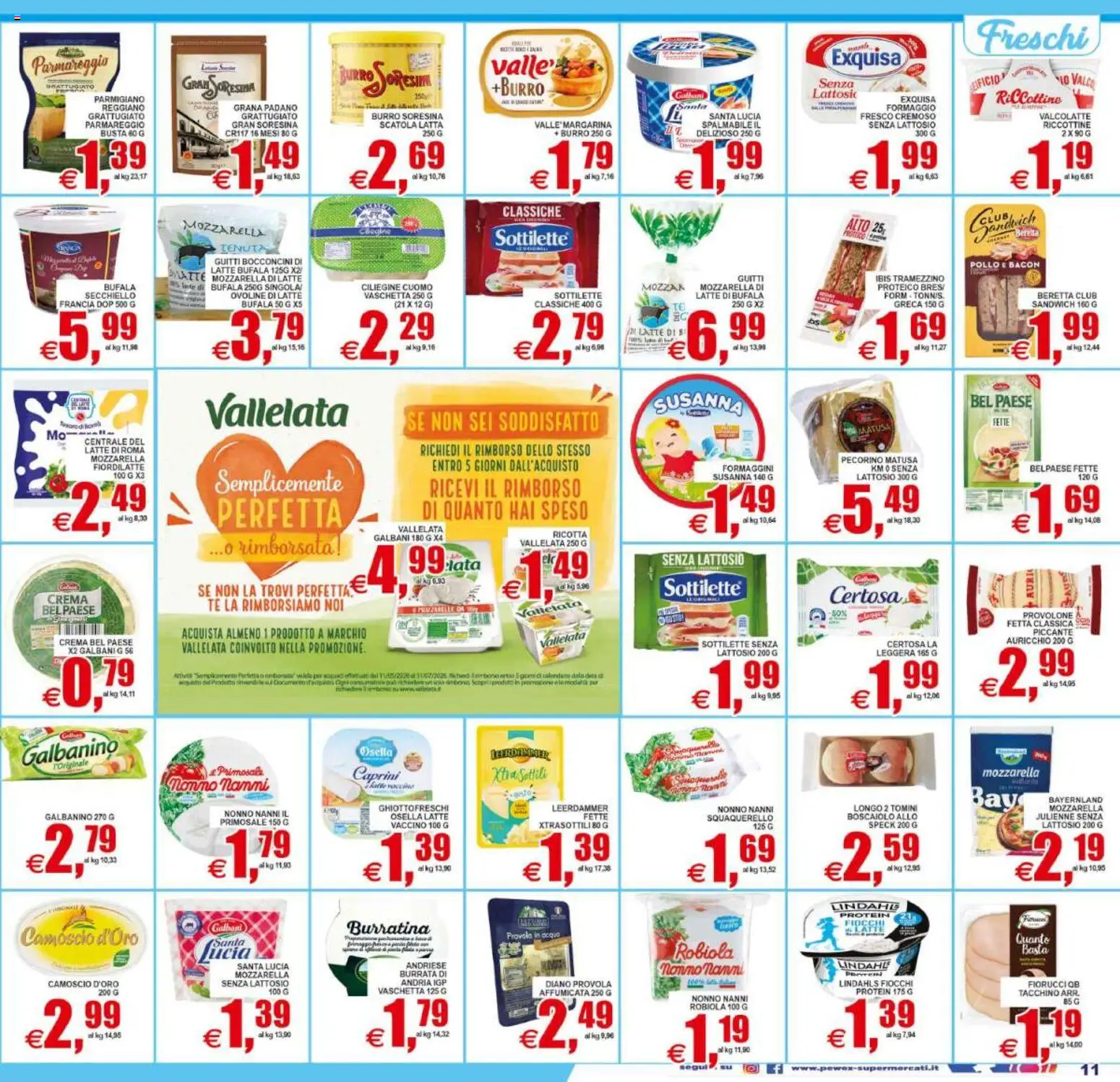 Volantino Pewex del 01/07/2026 | Pagina: 11 | Prodotti: Pollo, Formaggio, Robiola, Pecorino