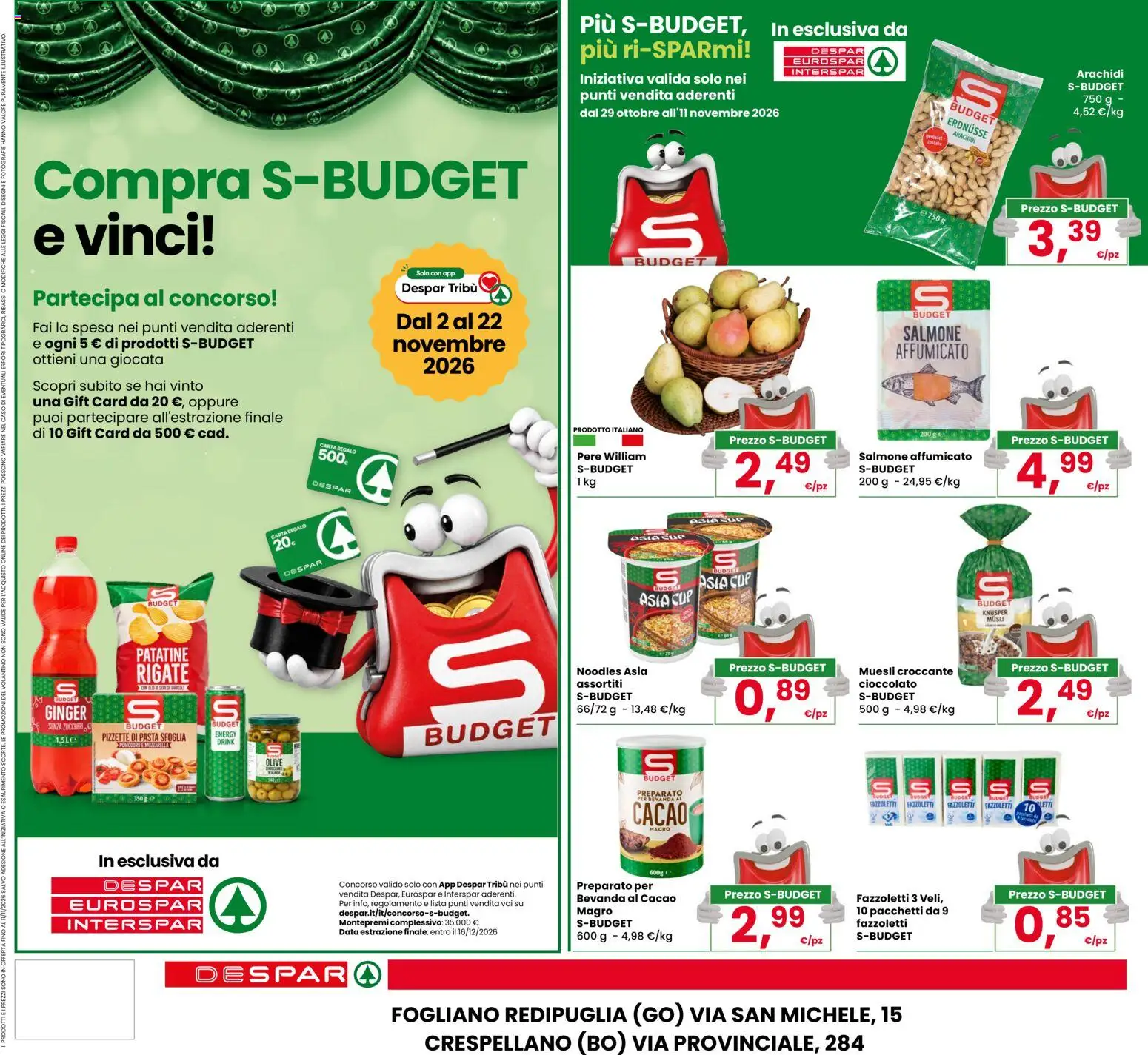 Volantino Despar del 29/10/2026 | Pagina: 24 | Prodotti: Muesli, Cioccolato, Salmone, Fazzoletti