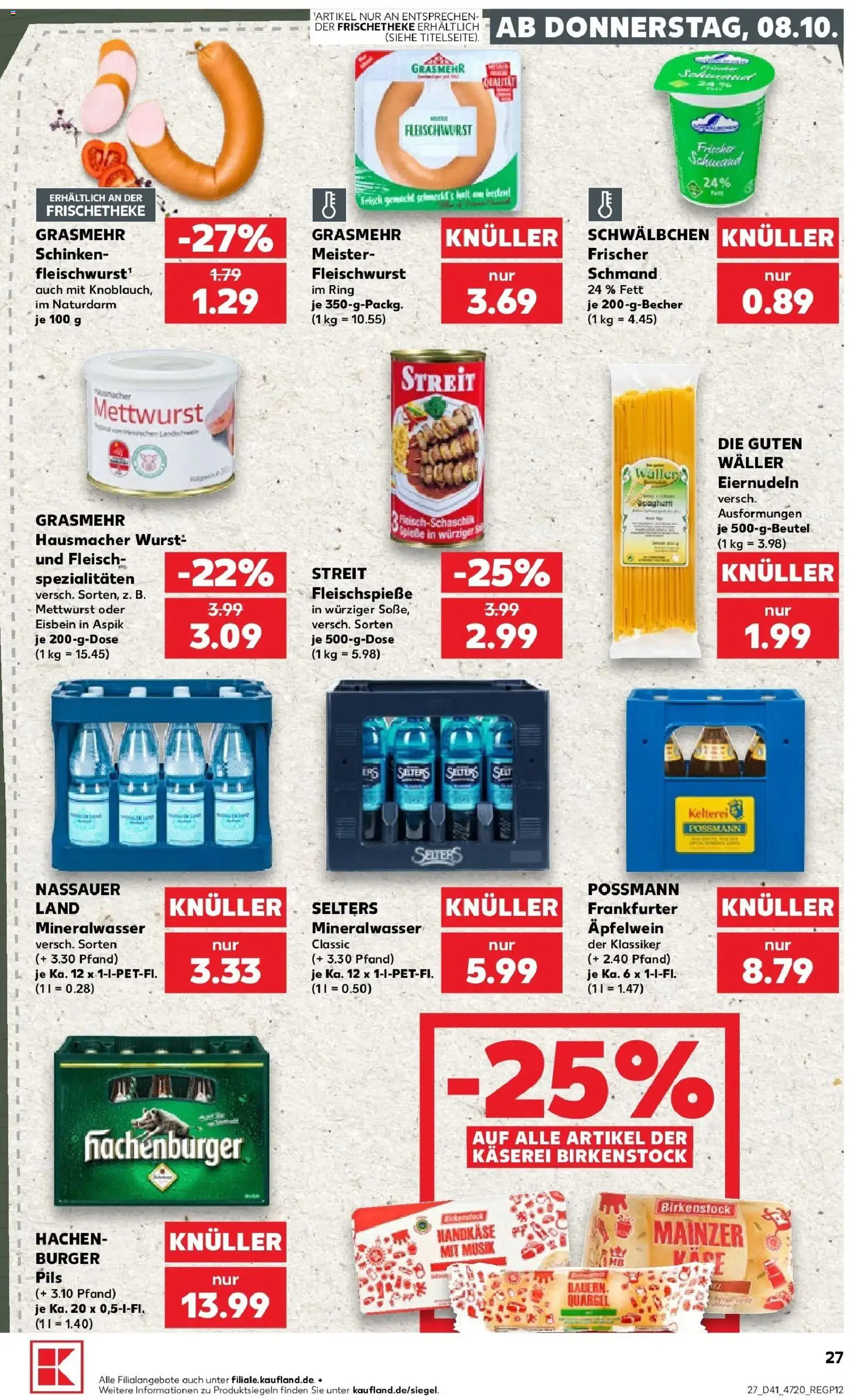 Prospekt Kaufland ab 08.10.2026 » Angebote Online zum Blättern | Seite: 27 | Produkte: Spaghetti, Spezialitäten, Wurst, Schinken