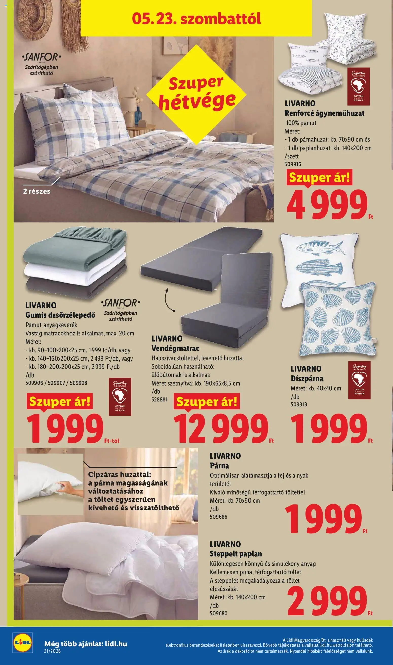 Lidl akciós ujság - amely érvényes a következő dátumtól: 21.05.2026 | Oldal: 58 | Termékek: Párnahuzat, Paplan, Párna, Díszpárna