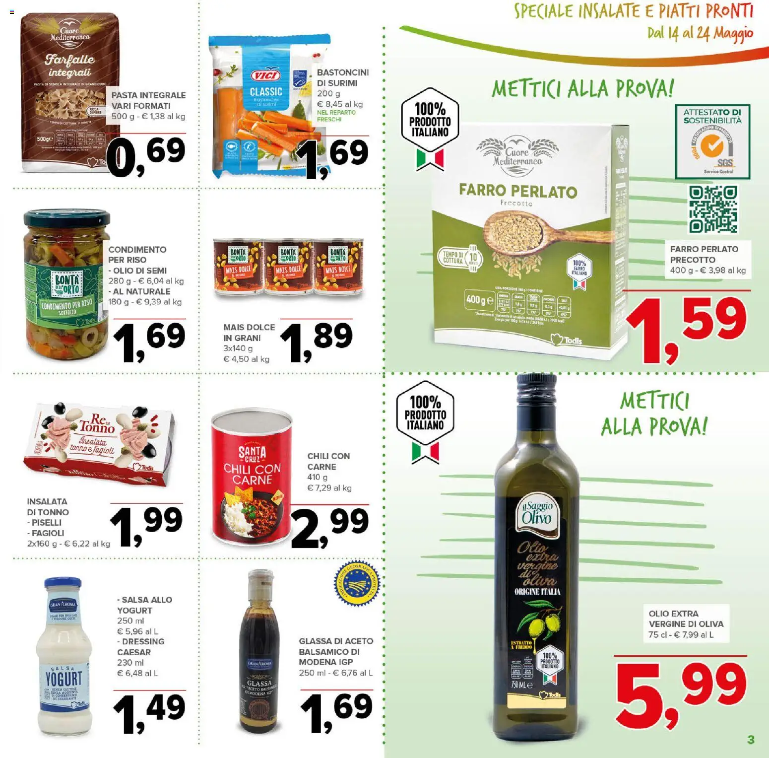 Volantino Todis del 14.05.2026 | Pagina: 3 | Prodotti: Insalata, Fagioli, Salsa, Piselli