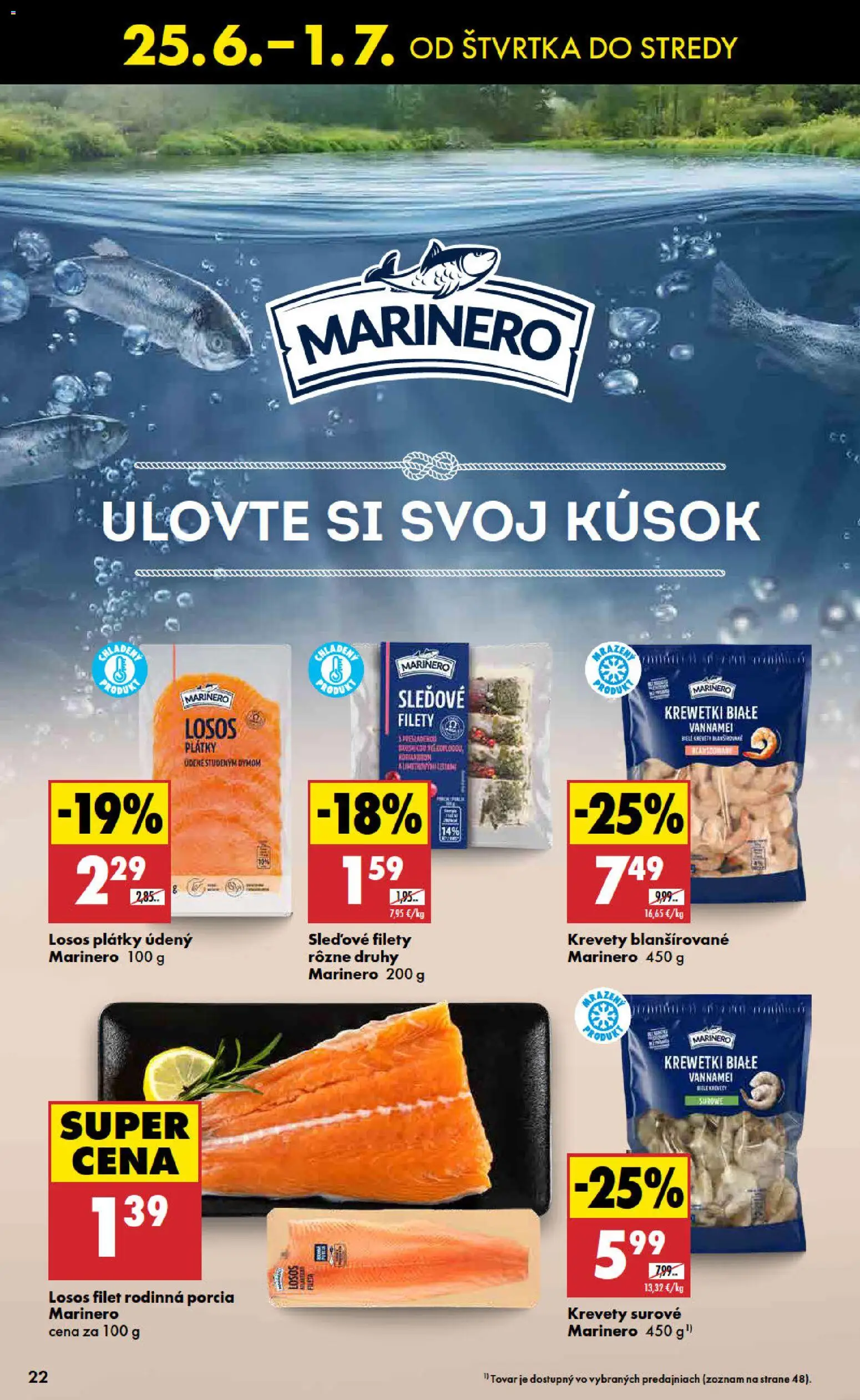 Nové Biedronka akcie – leták je platný od 25.06.2026 | Strana: 22 | Produkty: Krevety, Losos