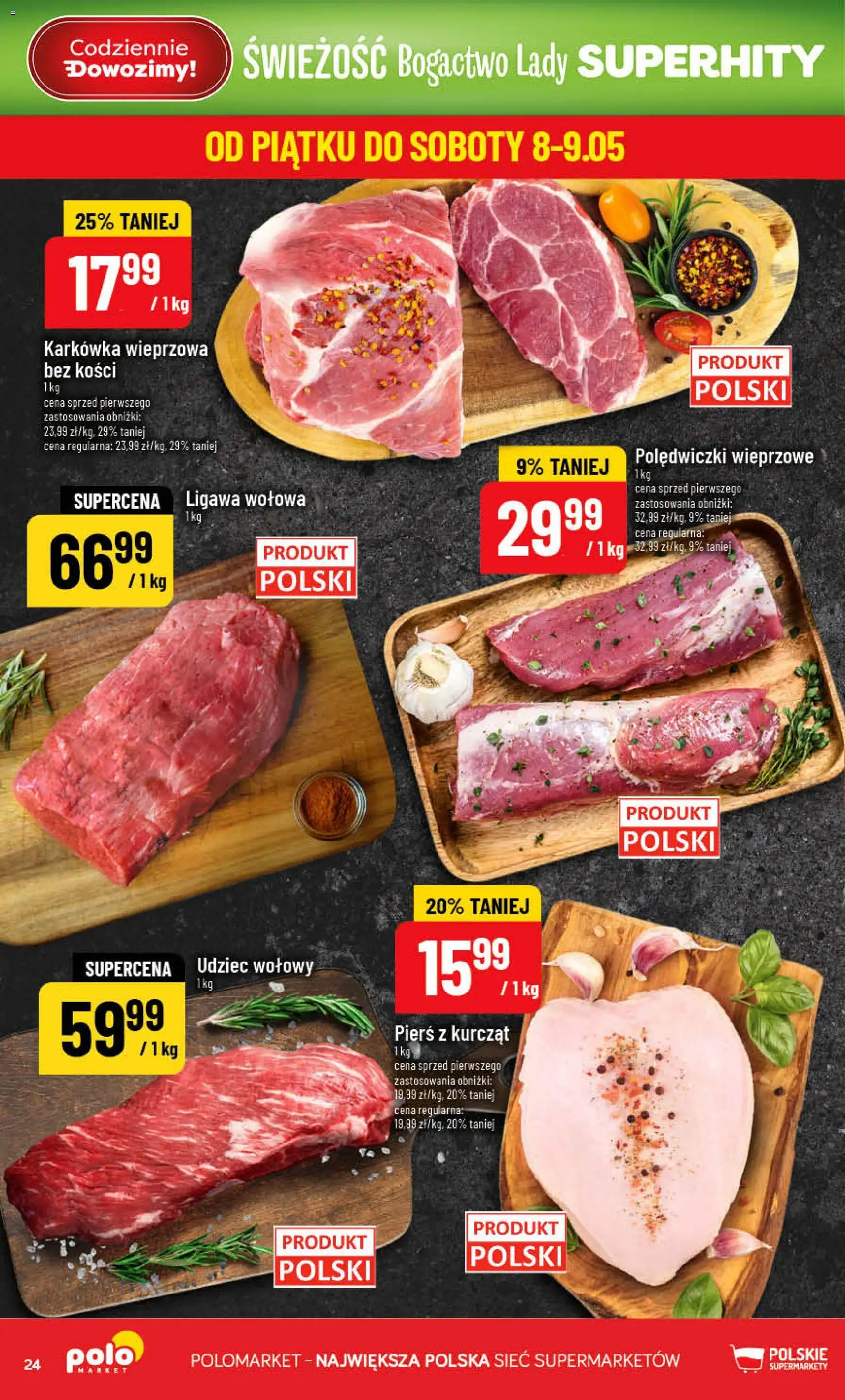 POLOmarket gazetka od 06.05.2026 | Strona: 24 | Produkty: Karkówka, Karkówka wieprzowa, Polędwiczki wieprzowe