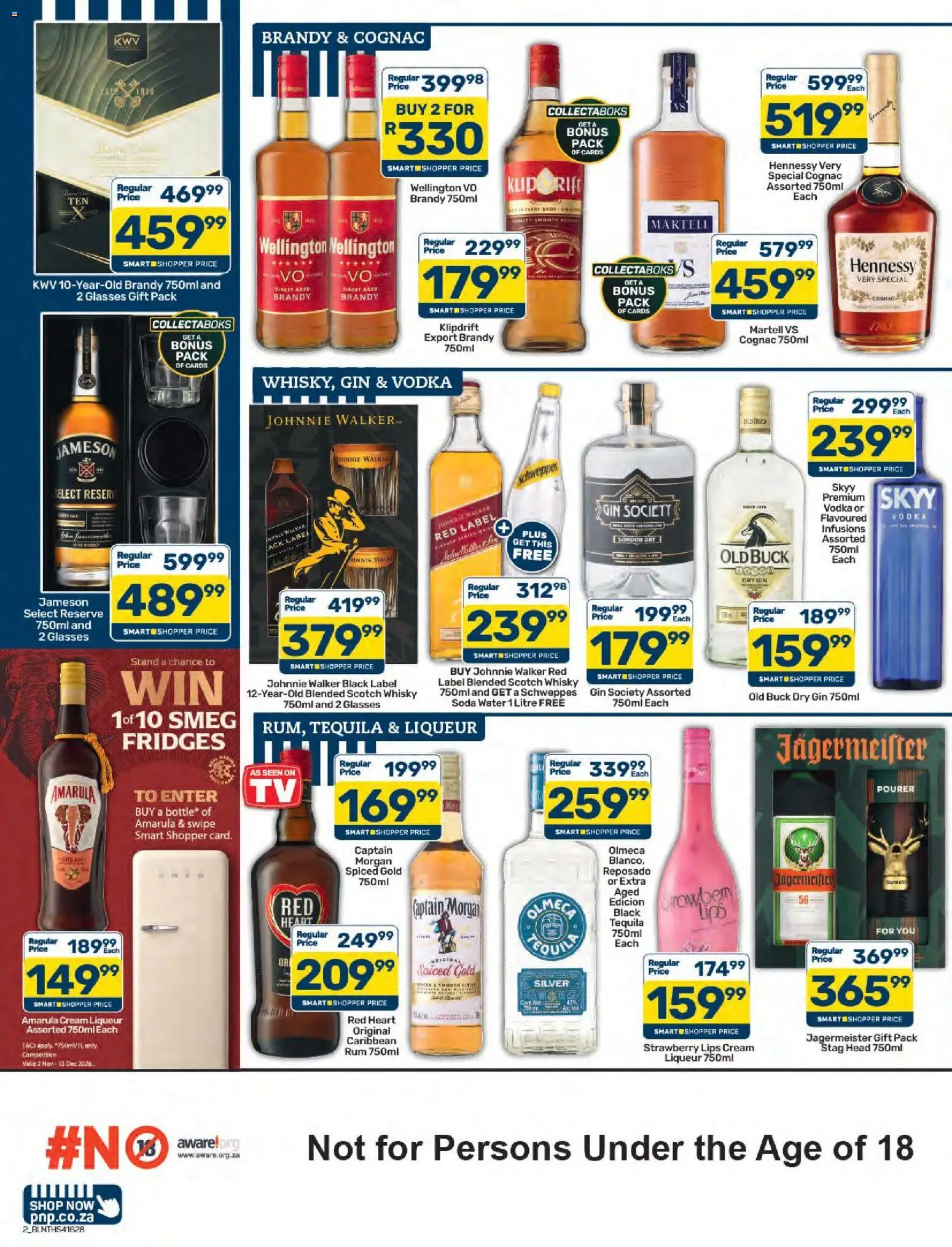 New Pick n Pay catalogue – valid from 23/10/2026 | Page: 2 | Products: Jägermeister, Tequila, Gin, Cognac
