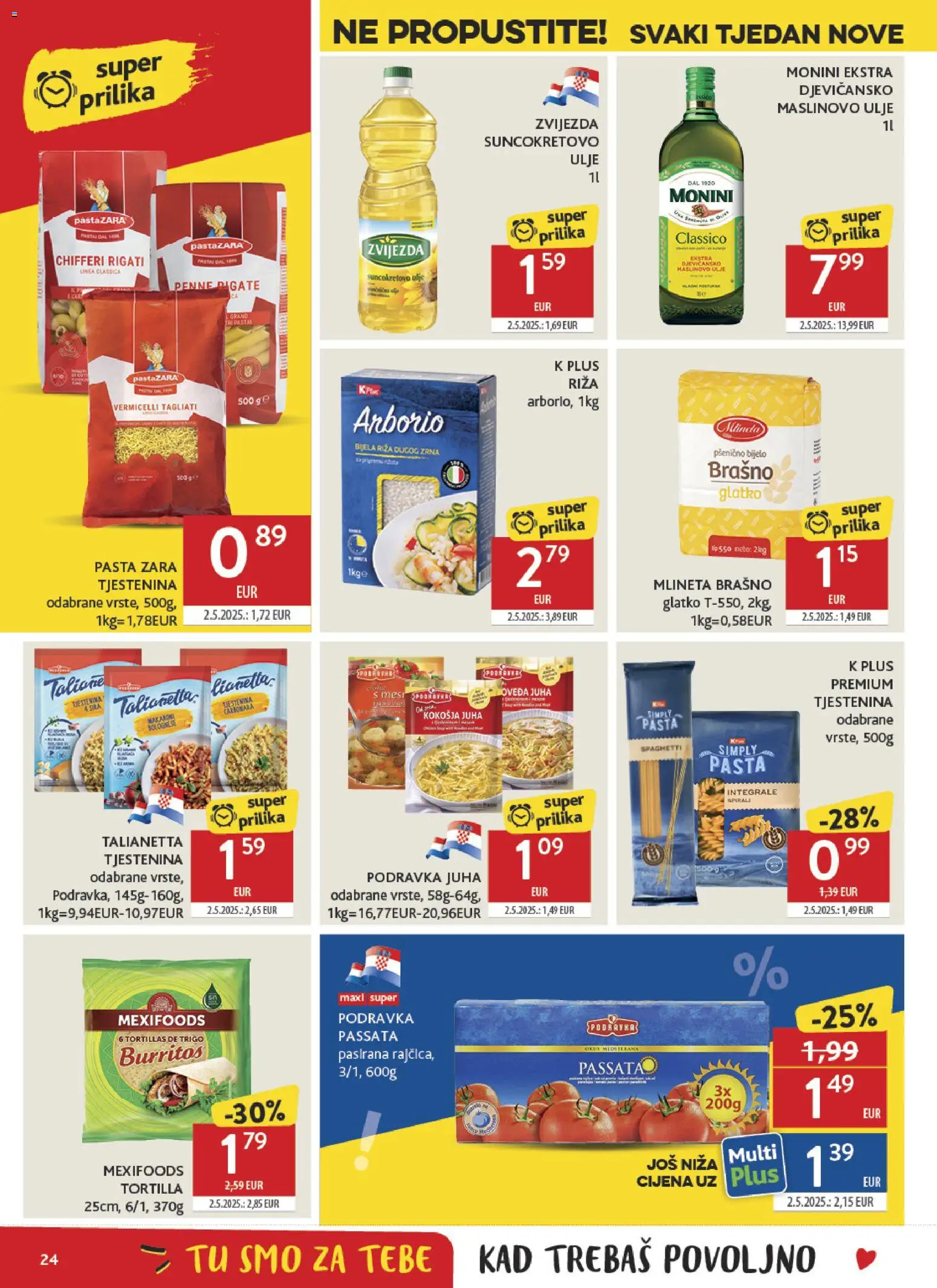 Konzum katalog | vrijedi od 29.04.2026 | Stranica: 24 | Proizvodi: Podravka, Maslinovo ulje, Brašno, Pasta