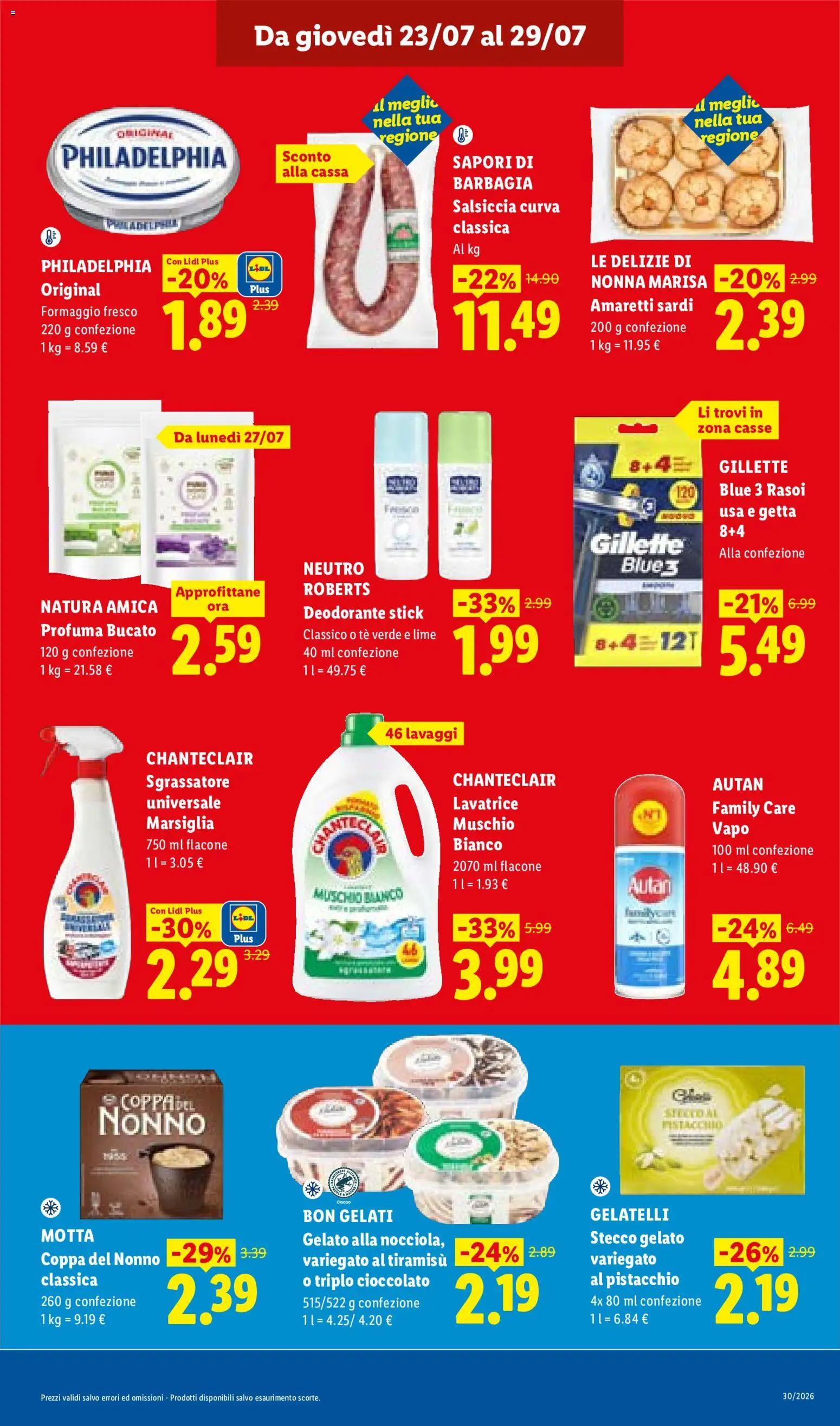 Volantino Lidl del 23/07/2026 | Pagina: 15 | Prodotti: Gelato, Formaggio, Tiramisù, Tè verde