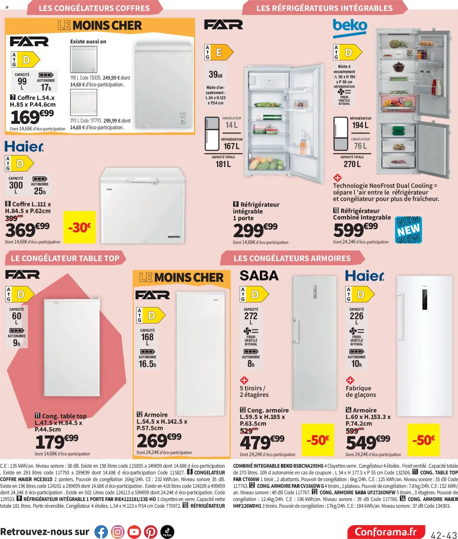 {H1} | Page: 43 | Produits: Réfrigérateur, Congélateur, Armoire, Table