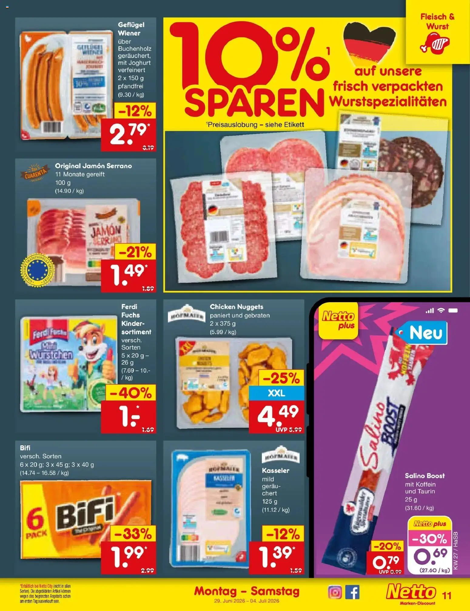 Netto Marken-Discount Prospekt Wuppertal – gültig ab 29.06.2026 | Seite: 15 | Produkte: Joghurt, Bifi, Wurst, Fleisch