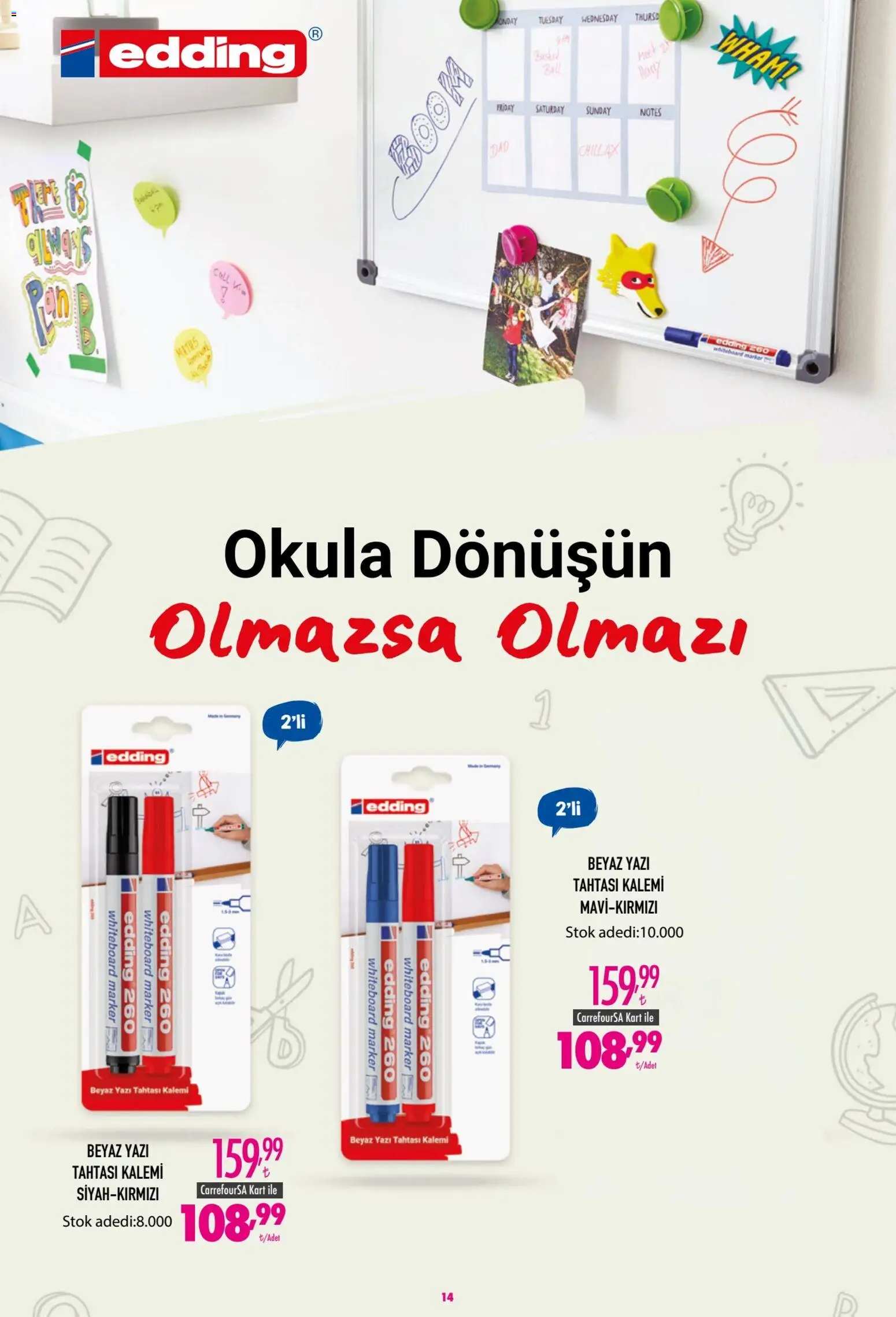 CarrefourSA - Okula dönüş - 26 Ağustos 2026 tarihinden itibaren geçerlidir | Sayfa: 14 | Ürünler: Yazı tahtası, Yazı tahtası kalemi