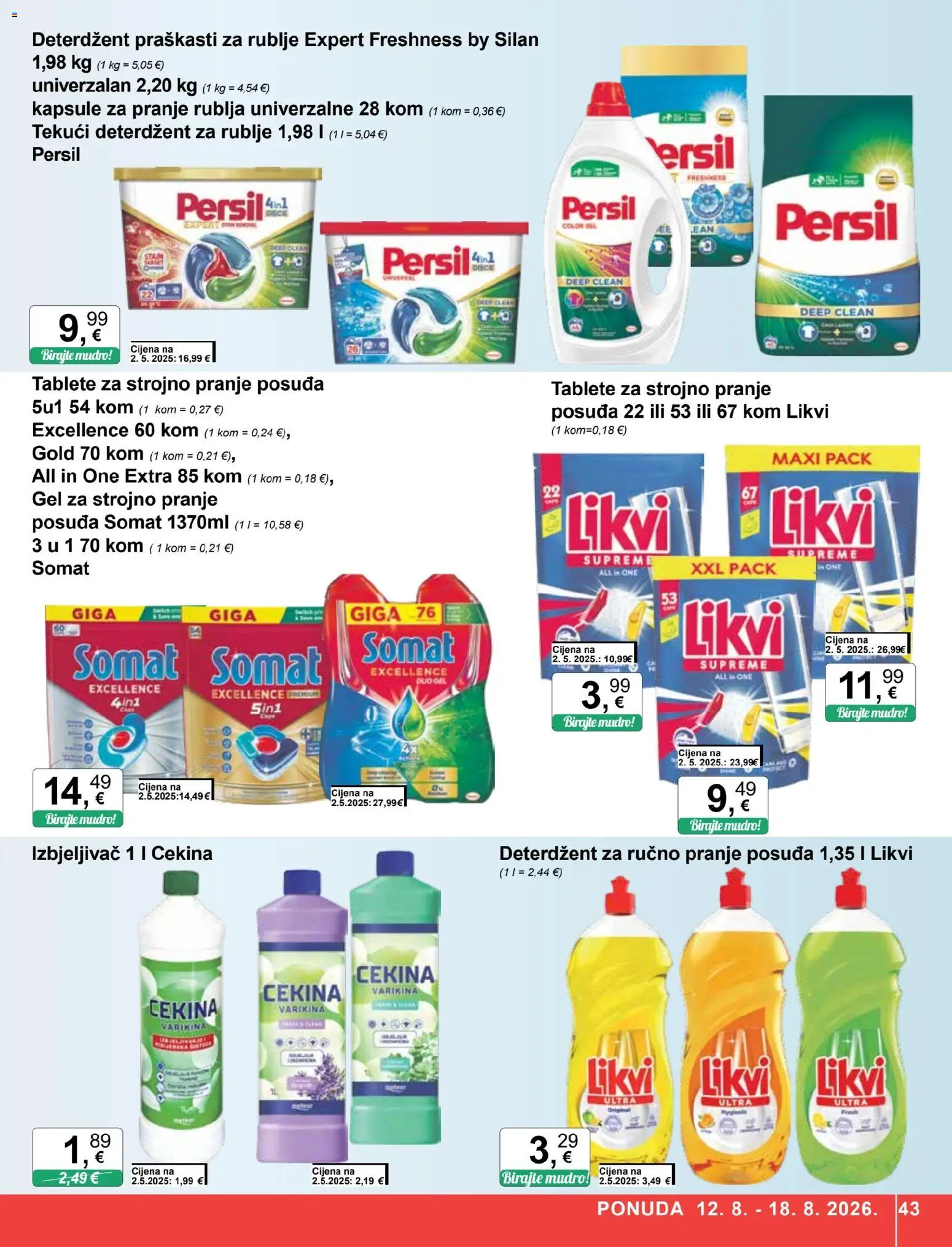 KTC katalog | vrijedi od 12.08.2026 | Stranica: 43 | Proizvodi: Deterdžent, Somat, Persil, Kapsule