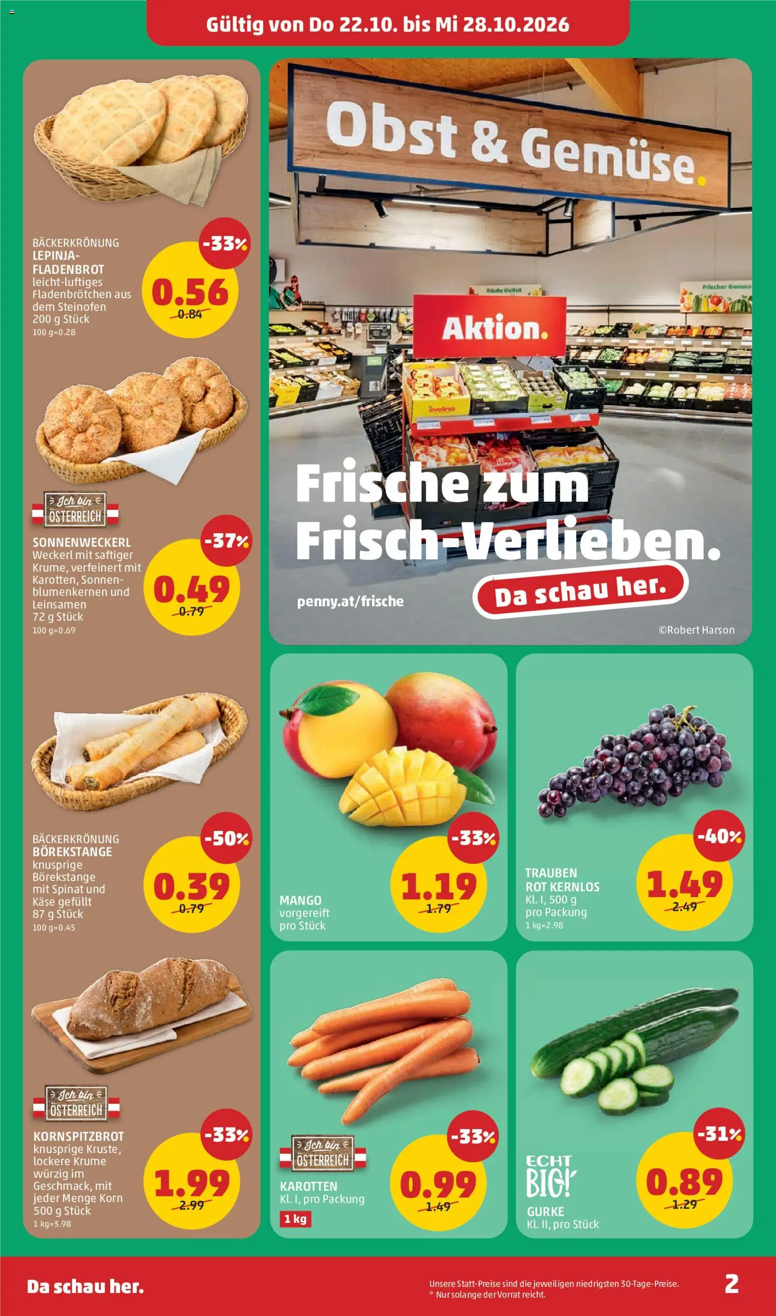 Penny Markt Eröffnung gültig ab 22.10.2026 | Seite: 2 | Produkte: Obst, Mango, Gurke, Käse