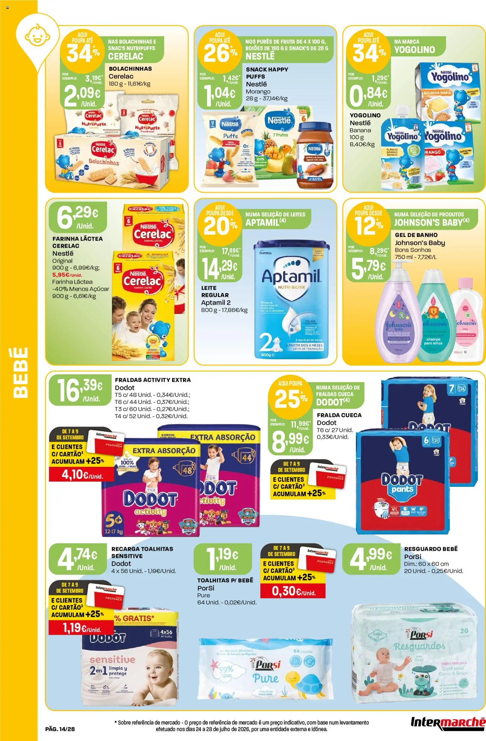 Intermarché Folheto Contact │ válido de 03/09/2026 | Página: 14 | Produtos: Farinha láctea, Gel de banho, Cama, Banho
