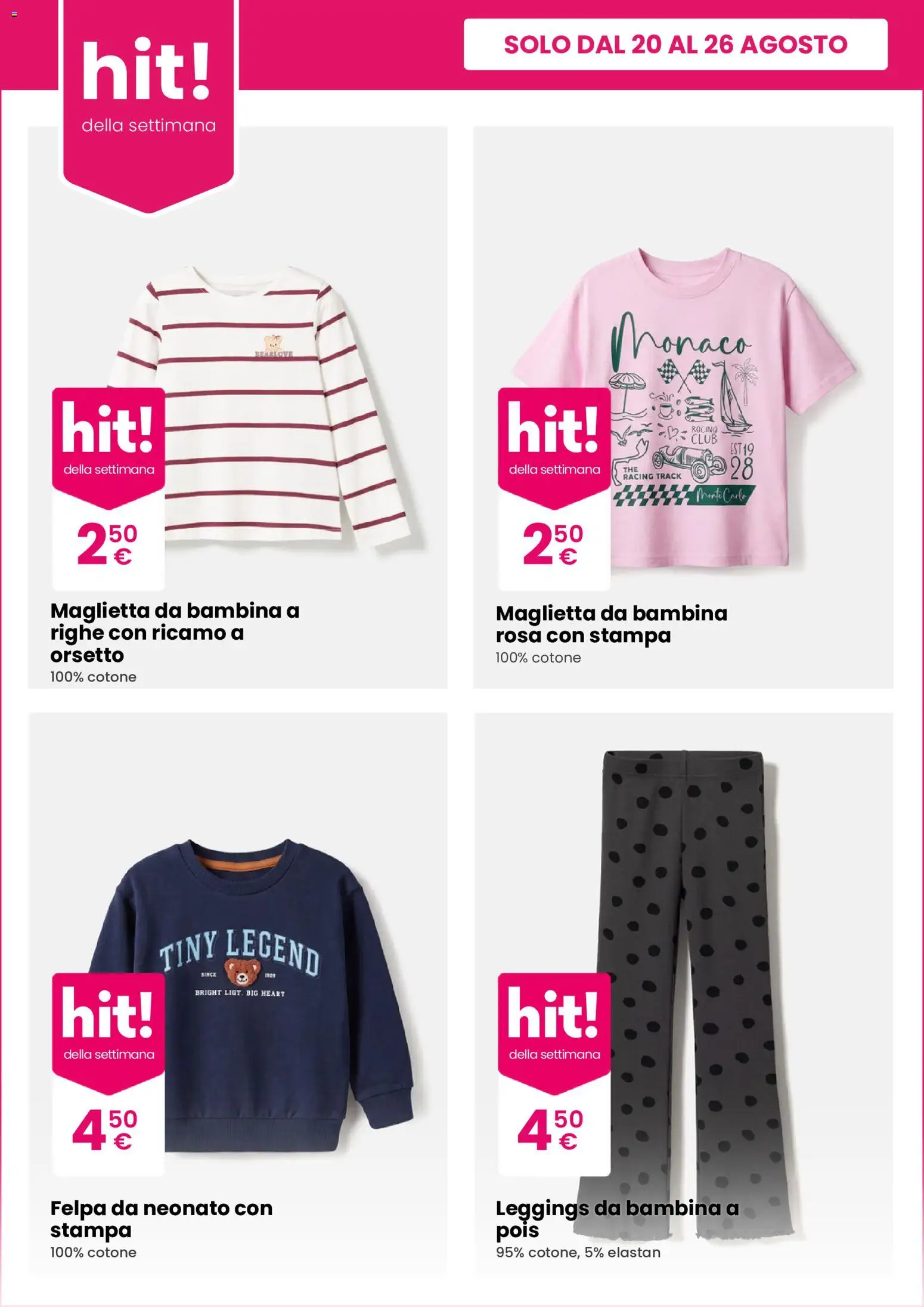 Volantino Pepco del 20/08/2026 | Pagina: 4 | Prodotti: Felpa, Leggings, Maglietta, Stampa