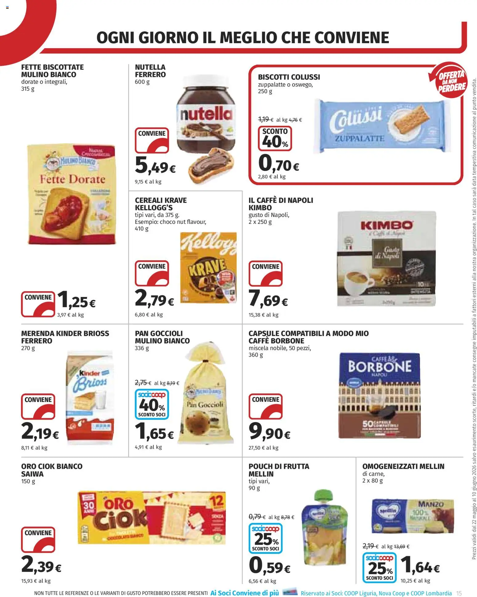 Volantino COOP del 22.05.2026 | Pagina: 15 | Prodotti: Biscotti, Frutta, Nutella, Data