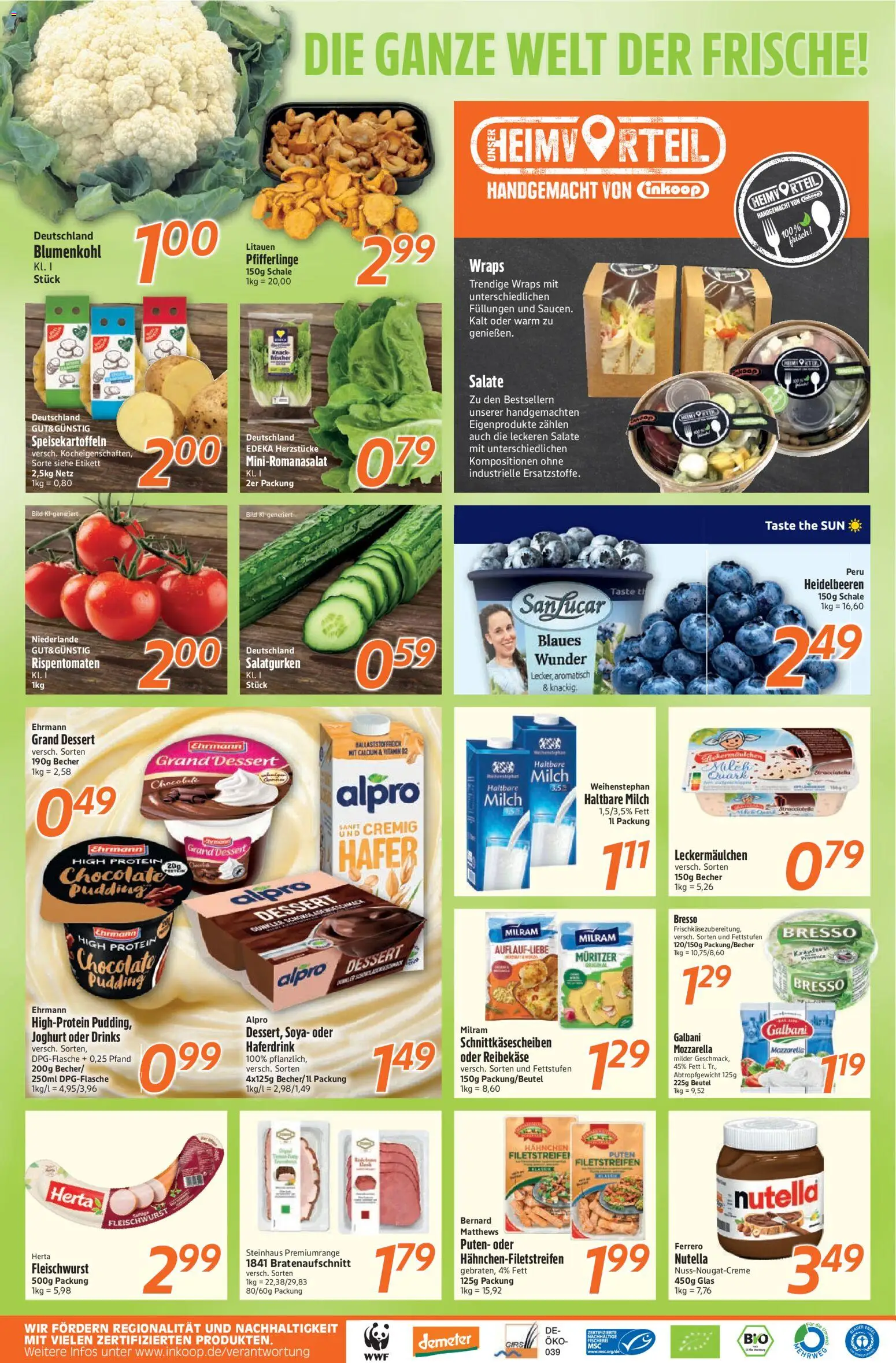 Inkoop Prospekt – gültig ab 28.09.2026 | Seite: 2 | Produkte: Ehrmann grand dessert, Mozzarella, Bresso, Blumenkohl