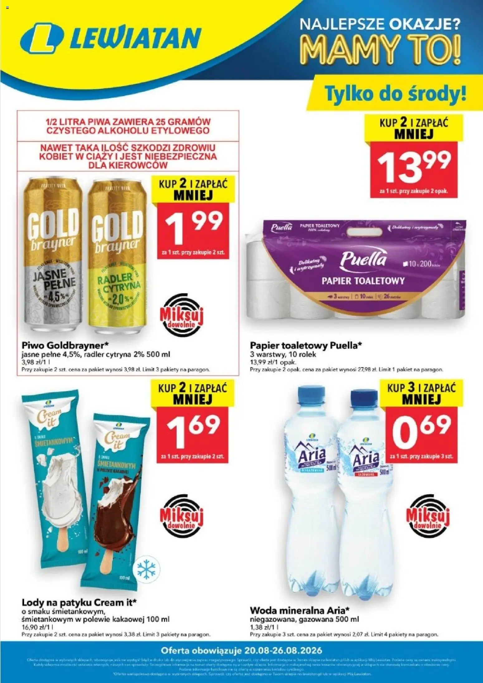 Lewiatan gazetka - W wielopakach taniej od 20.08.2026 | Strona: 1 | Produkty: Cytryna, Woda mineralna, Lody na patyku, Woda