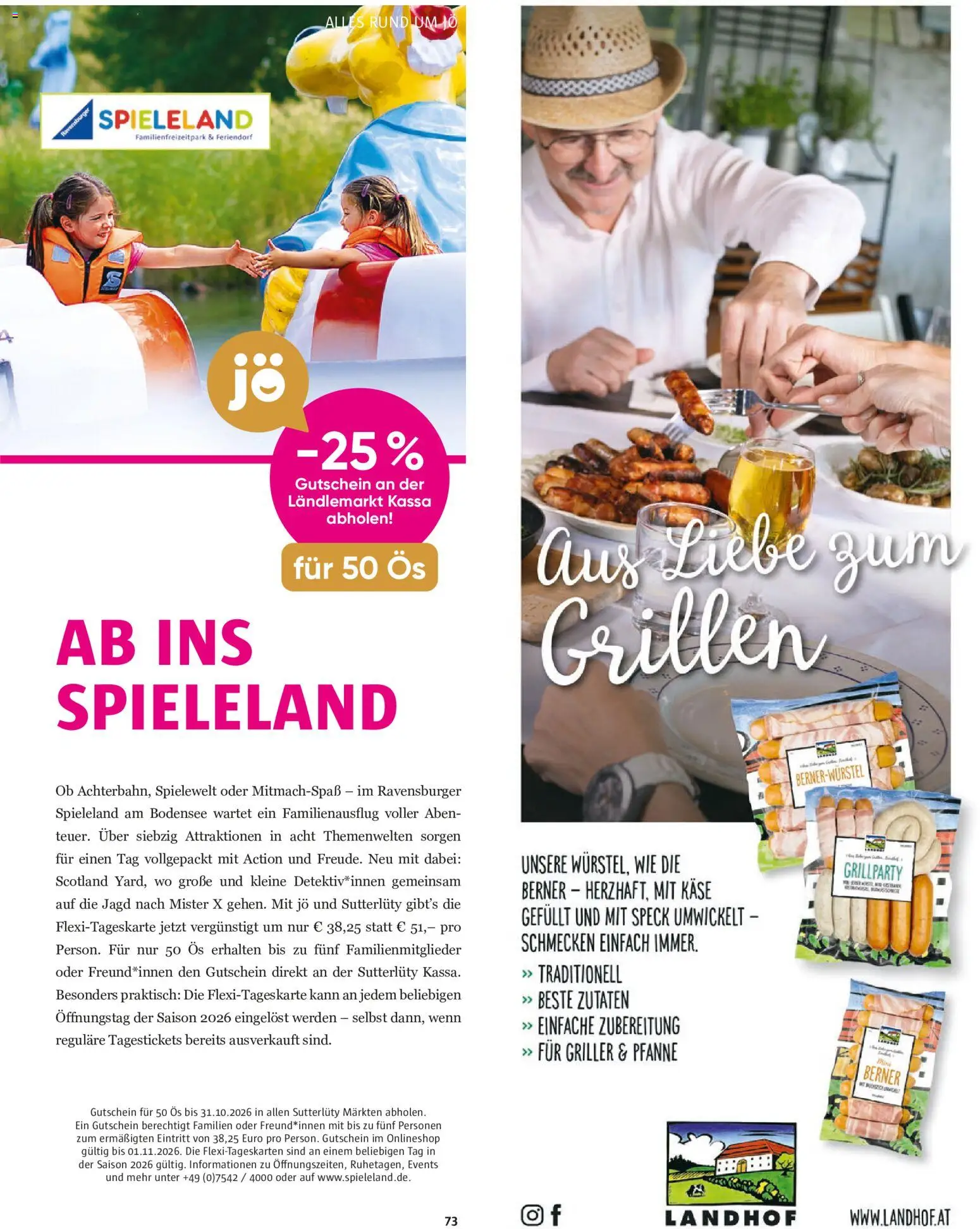 Sutterlüty Sommer 2026 gültig ab 21.10.2026 | Seite: 73 | Produkte: Zutaten, Speck, Käse