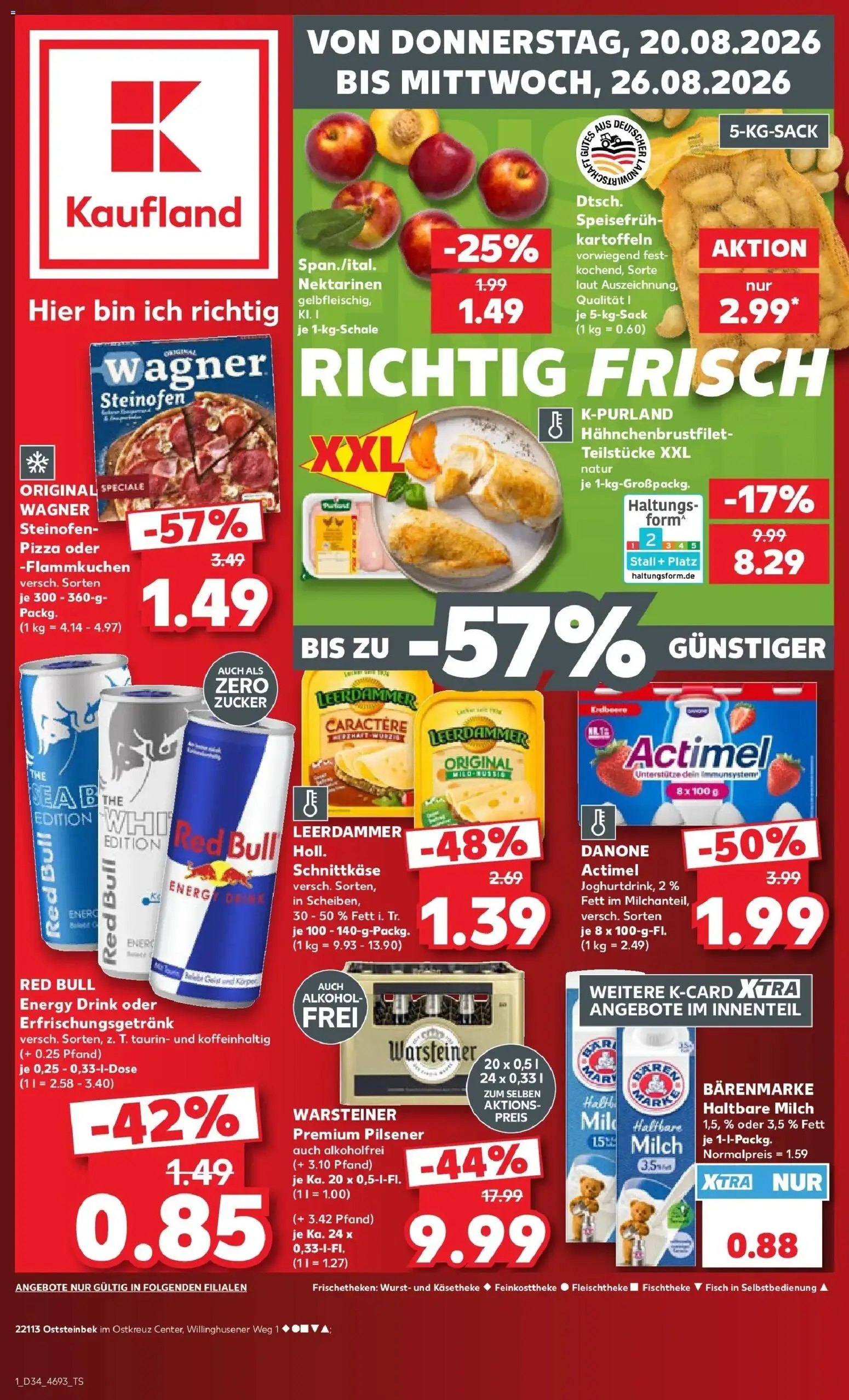 Prospekt Kaufland ab 17.08.2026 » Angebote Online zum Blättern | Seite: 12 | Produkte: Actimel, Leerdammer, Zucker, Pizza