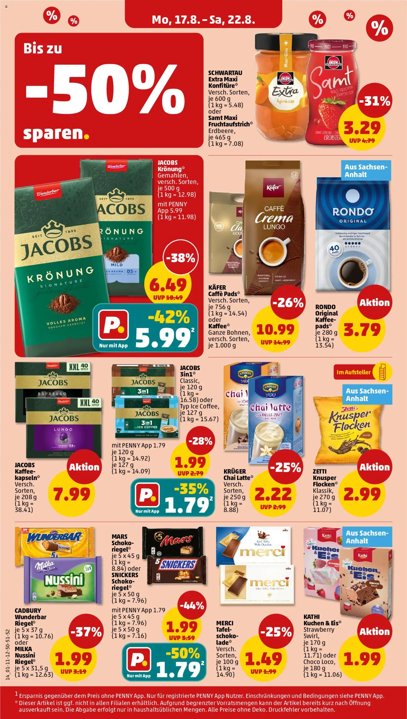 Penny Prospekt – gültig ab 17.08.2026 | Seite: 20 | Produkte: Kaffee, Milka, Mars, Flocken