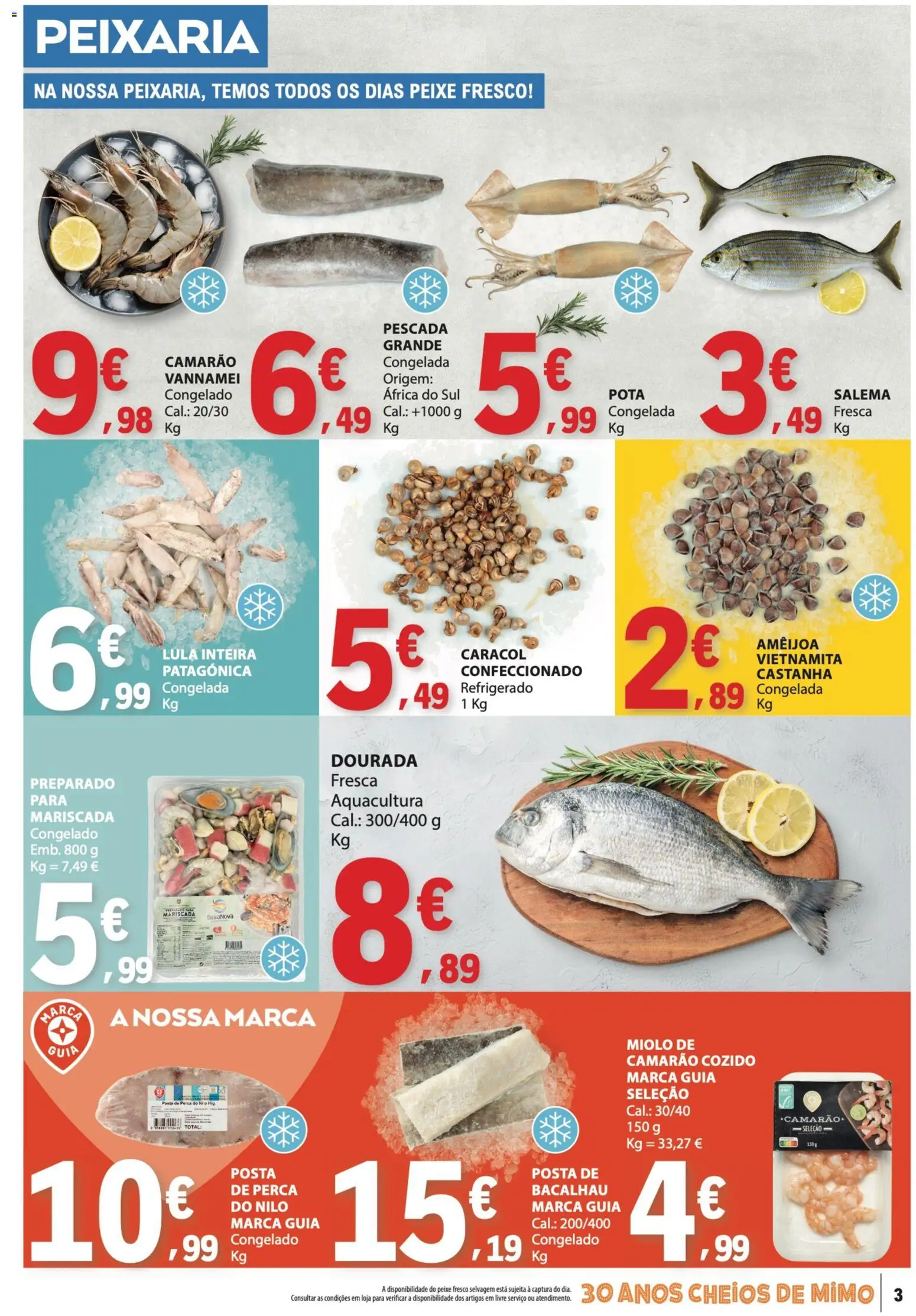 E.Leclerc folheto │ válido de 20/08/2026 | Página: 3 | Produtos: Bacalhau, Pescada, Perca, Camarão