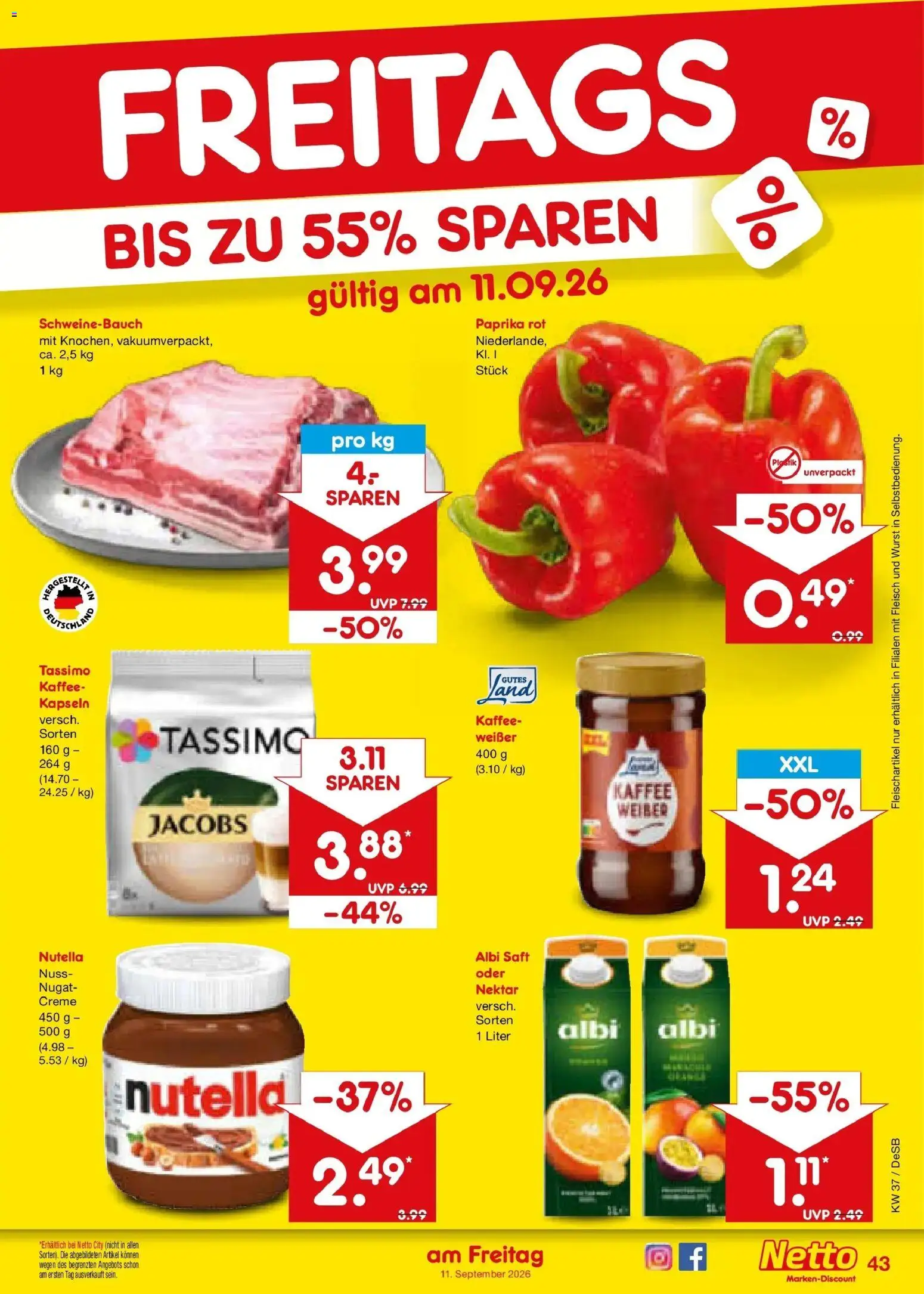 Netto Marken-Discount Prospekt Waiblingen-Bittenfeld – gültig ab 07.09.2026 | Seite: 63 | Produkte: Kaffee, Nutella, Wurst, Fleisch