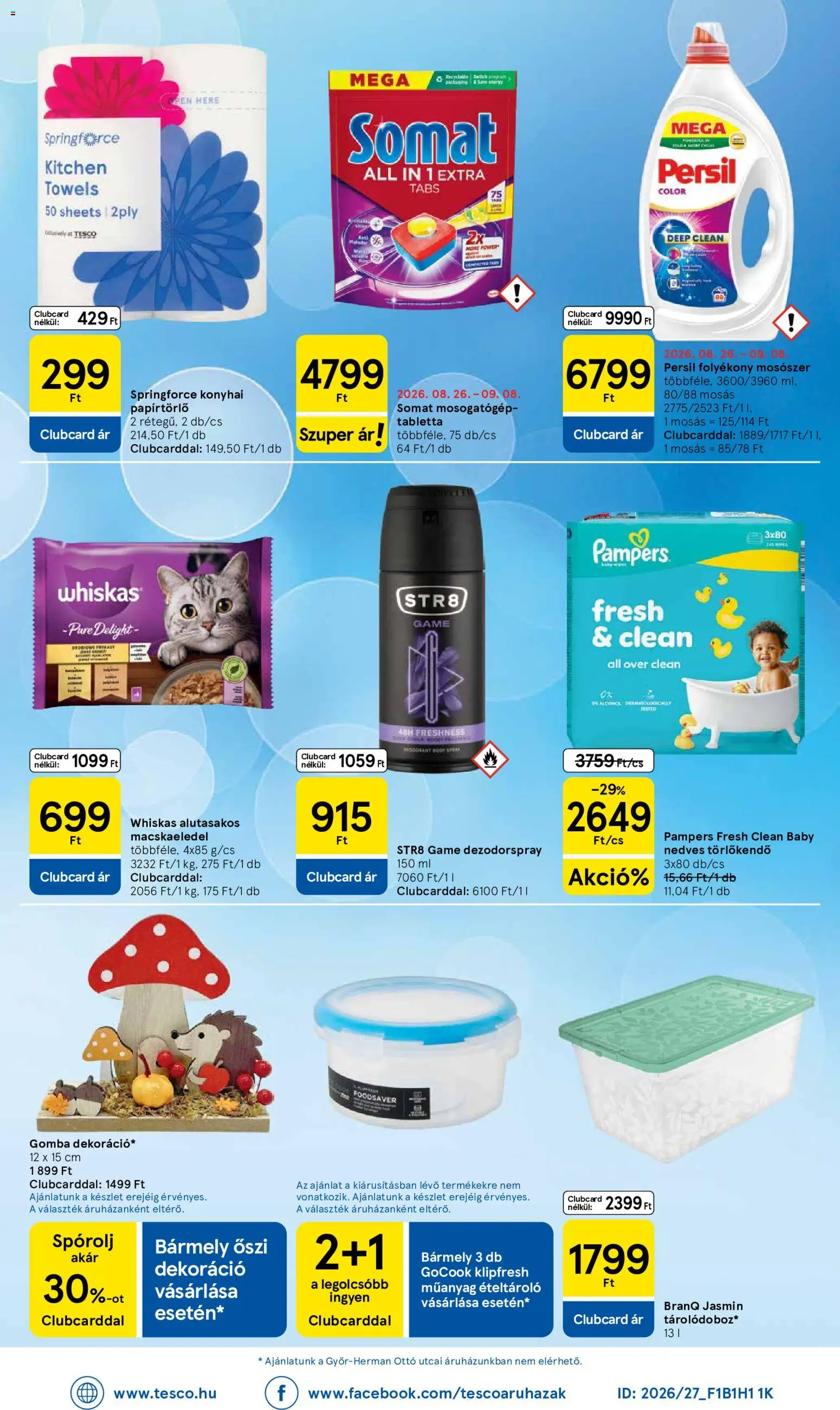 Tesco akciós ujság - amely érvényes a következő dátumtól: 2026.09.03. | Oldal: 8 | Termékek: Ételtároló, Mosogatógép, Whiskas, Püré