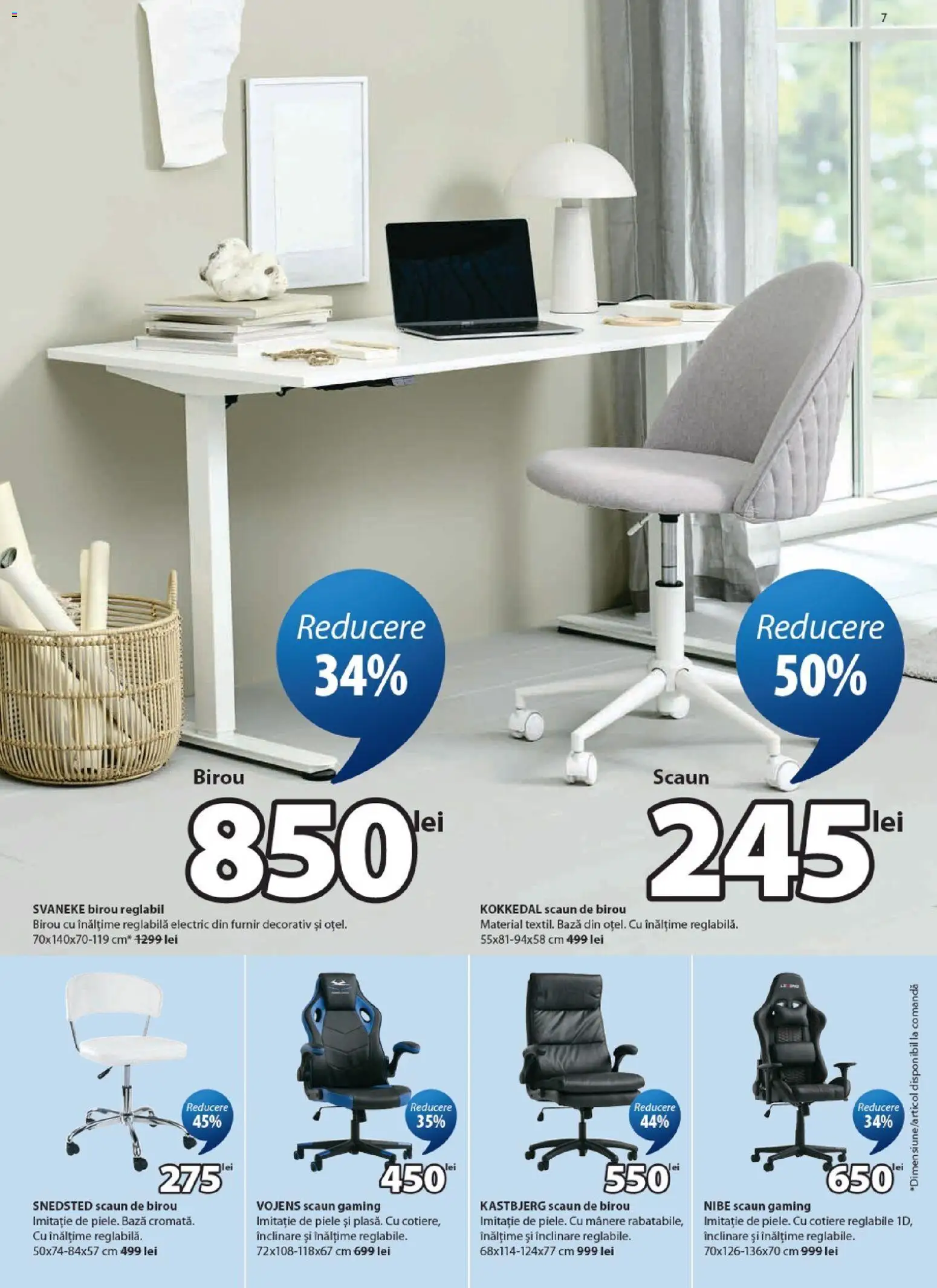 Noul catalog JYSK – valabil de la 25.08.2026 | Pagină: 7 | Produse: Mânere, Scaun gaming, Scaun, Scaun de birou