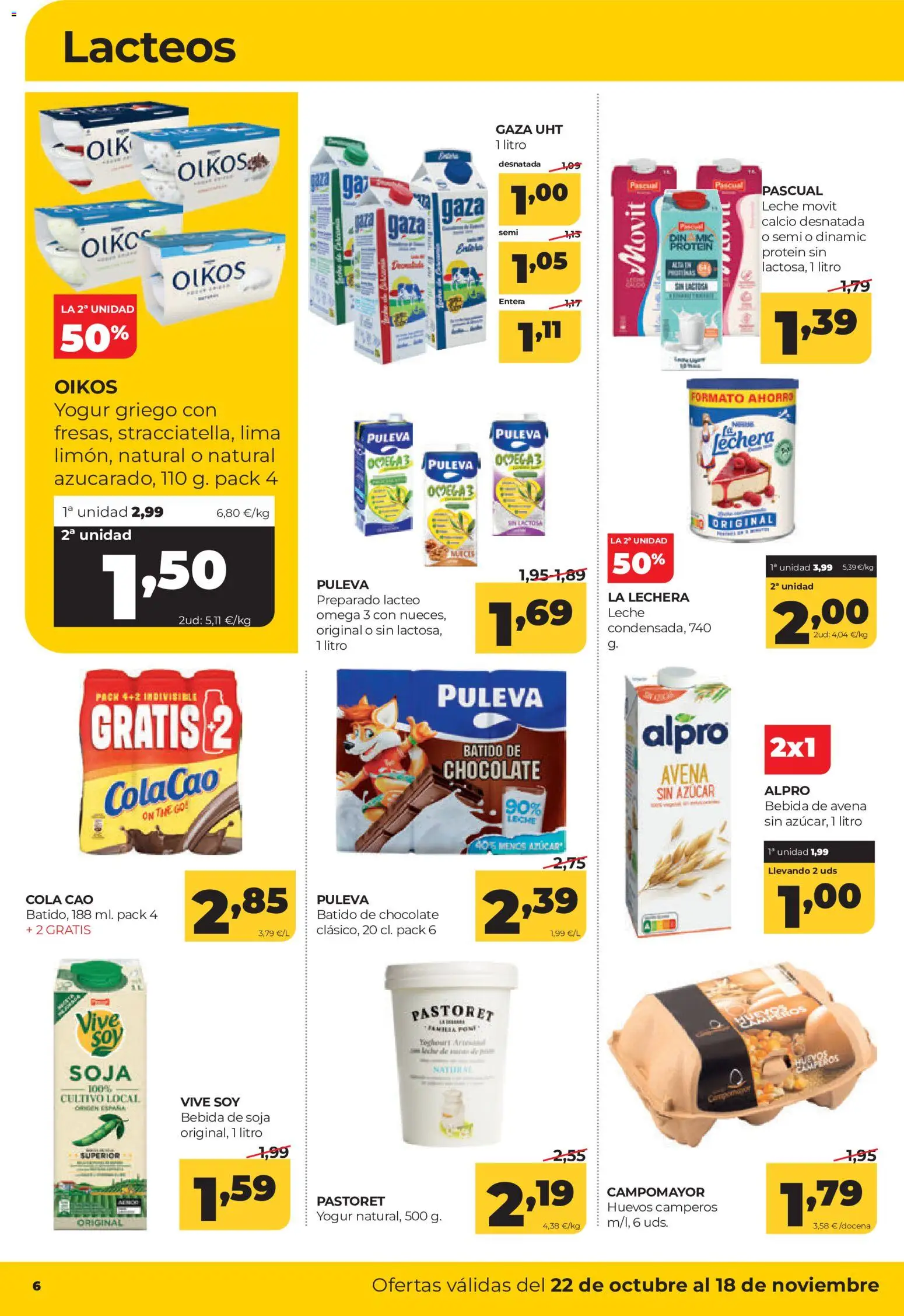 Alimerka folleto Castilla y León │ válido desde el 22/10/2026 | Página: 6 | Productos: Lima, Chocolate, Yogur griego, Bebida de soja
