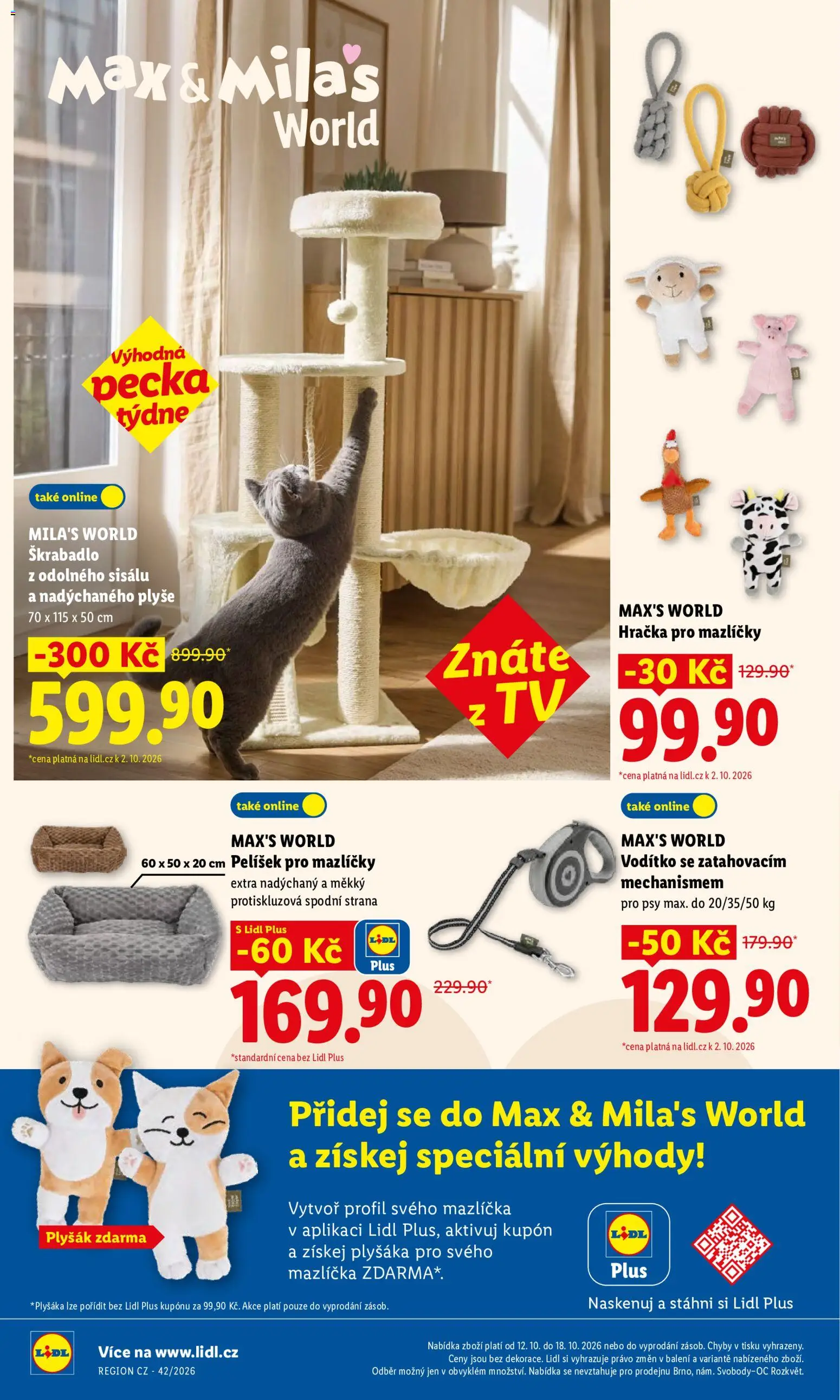 Lidl leták - Vše pro Tvého spokojeného mazlíčka od 12.10.2026 | Strana: 2 | Produkty: Tv, Škrabadlo, Plyšák