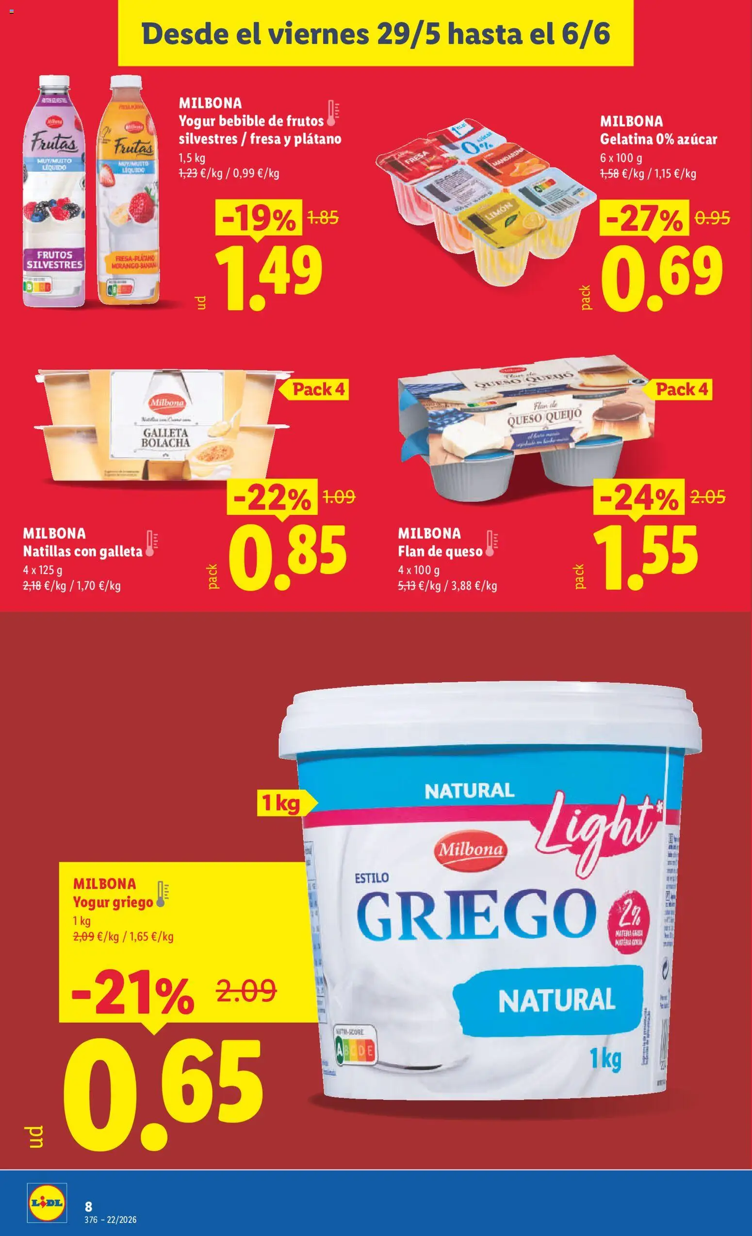 Lidl folleto │ válido desde el 29.05.2026 | Página: 8 | Productos: Queso, Yogur, Μαγειρική εστία, Yogur bebible