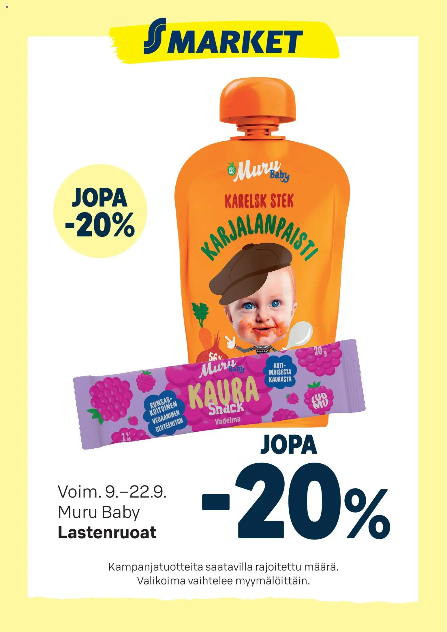 S-market - Muru Baby – voimassa 09/09/2026 alkaen | Sivu: 1 | Tuotteet: Vadelma, Kaura