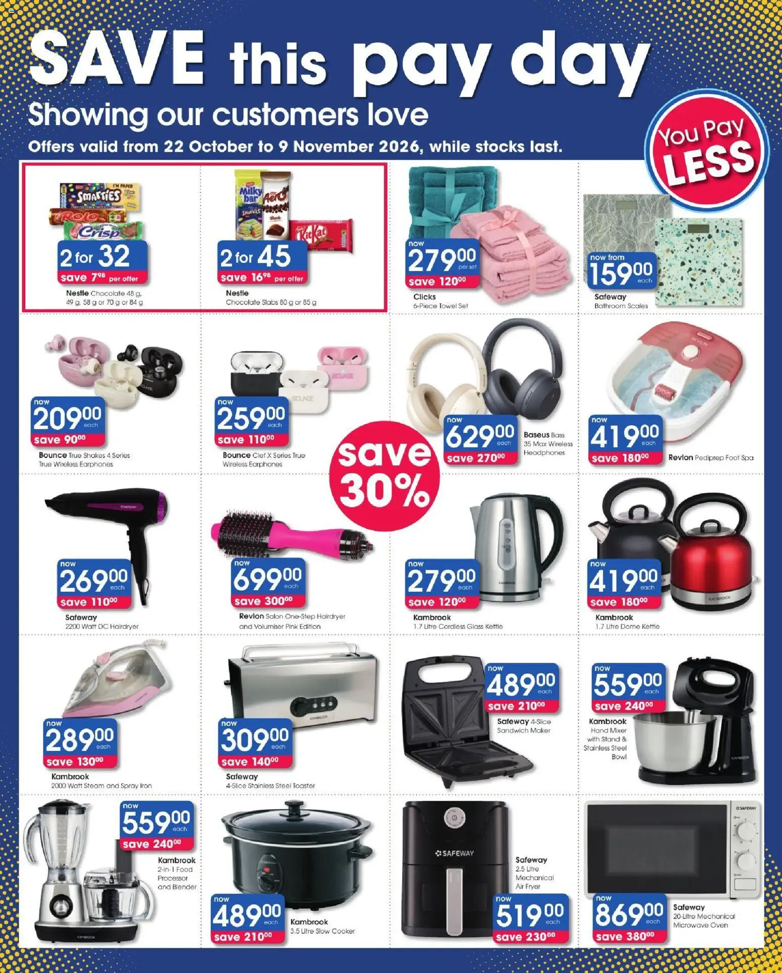 New Clicks catalogue – valid from 22/10/2026 | Page: 9 | Products: Oven, Bowl, Mixer, Blender