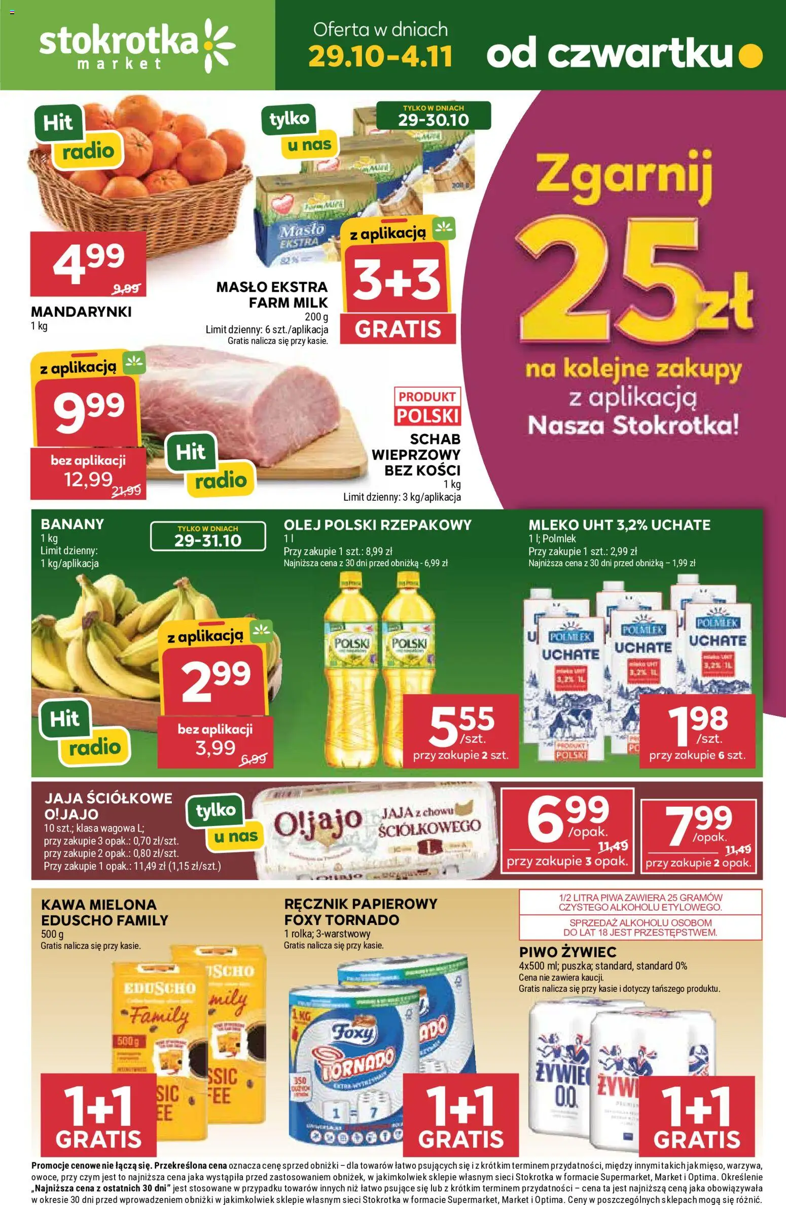 Stokrotka gazetka - Market od 29.10.2026 | Strona: 1 | Produkty: Radio, Mleko UHT, Mandarynki, Jaja