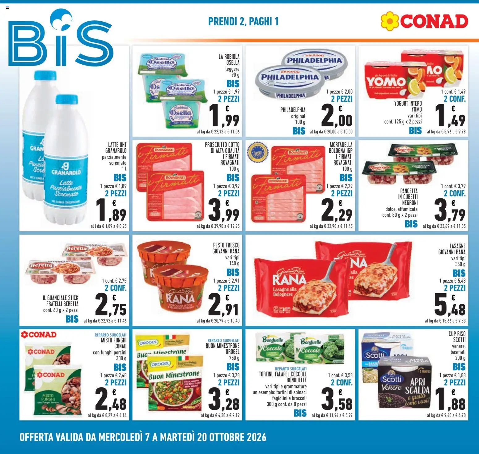 Volantino Conad del 07/10/2026 | Pagina: 2 | Prodotti: Pancetta, Pesto, Mortadella, Fagiolini