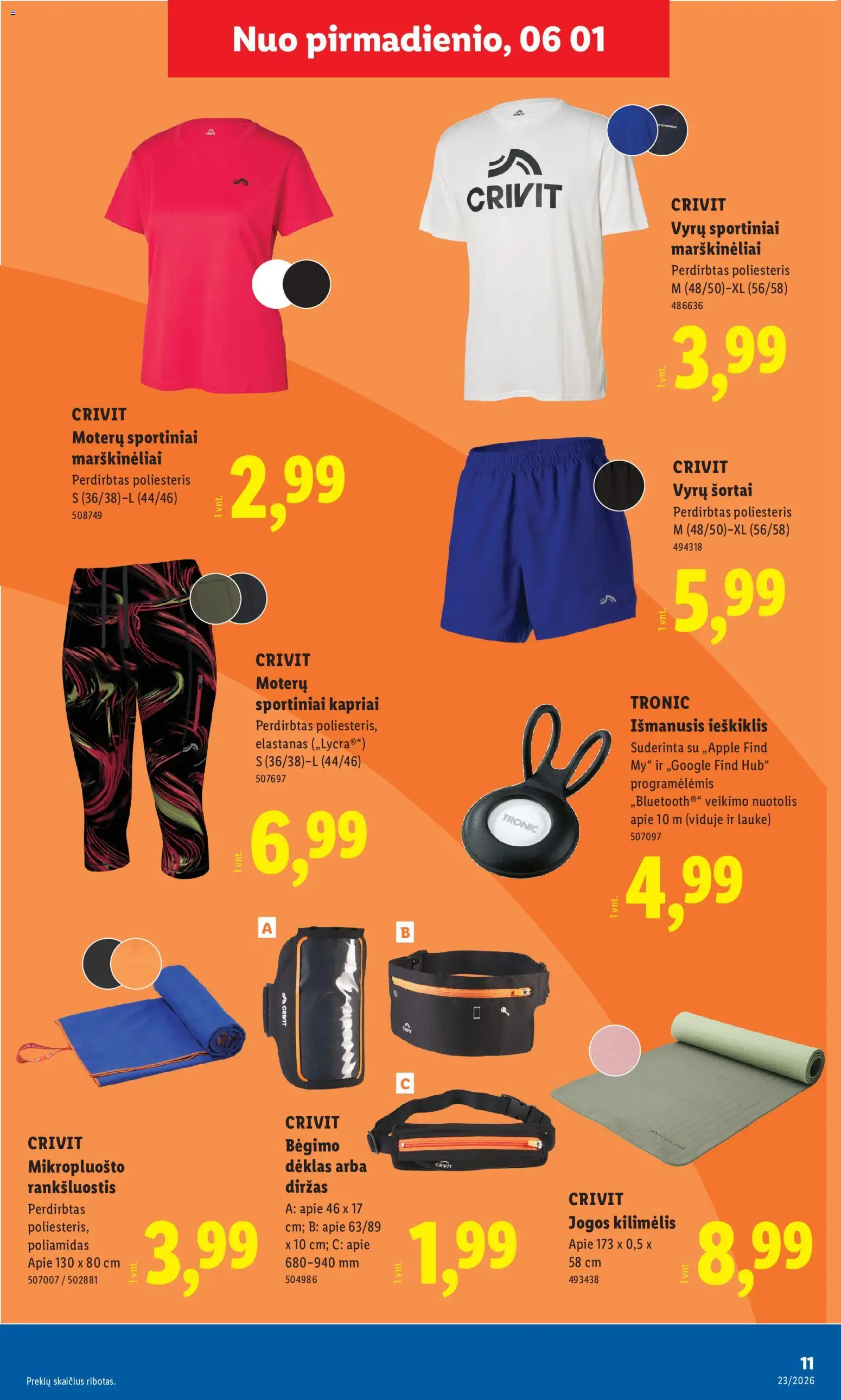 LIDL akcijos nuo 01.06.2026 | Puslapis: 11 | Prekių: Rankšluostis, Kilimėlis, Marškinėliai, Diržas