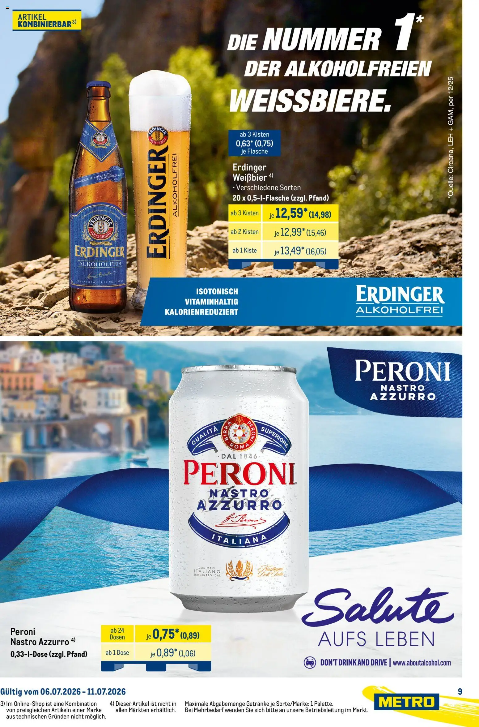 Metro Starke Marken – gültig ab 06.07.2026 | Seite: 9 | Produkte: Erdinger, Weißbier