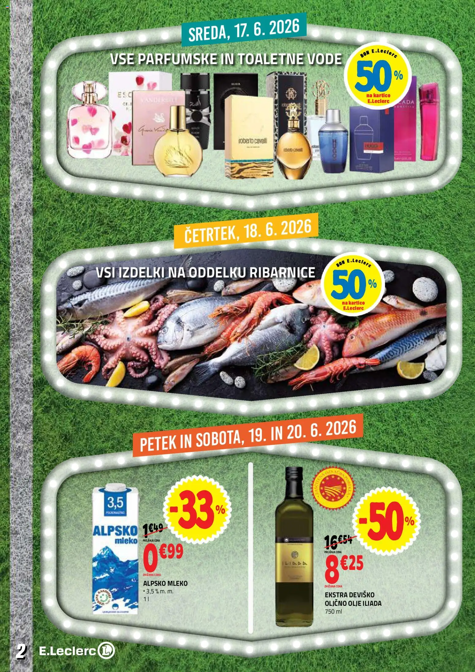 Novi E.leclerc katalog ponudbe – veljaven od 17.06.2026 | Stran: 2 | Izdelki: Oljčno olje, Mleko, Olje