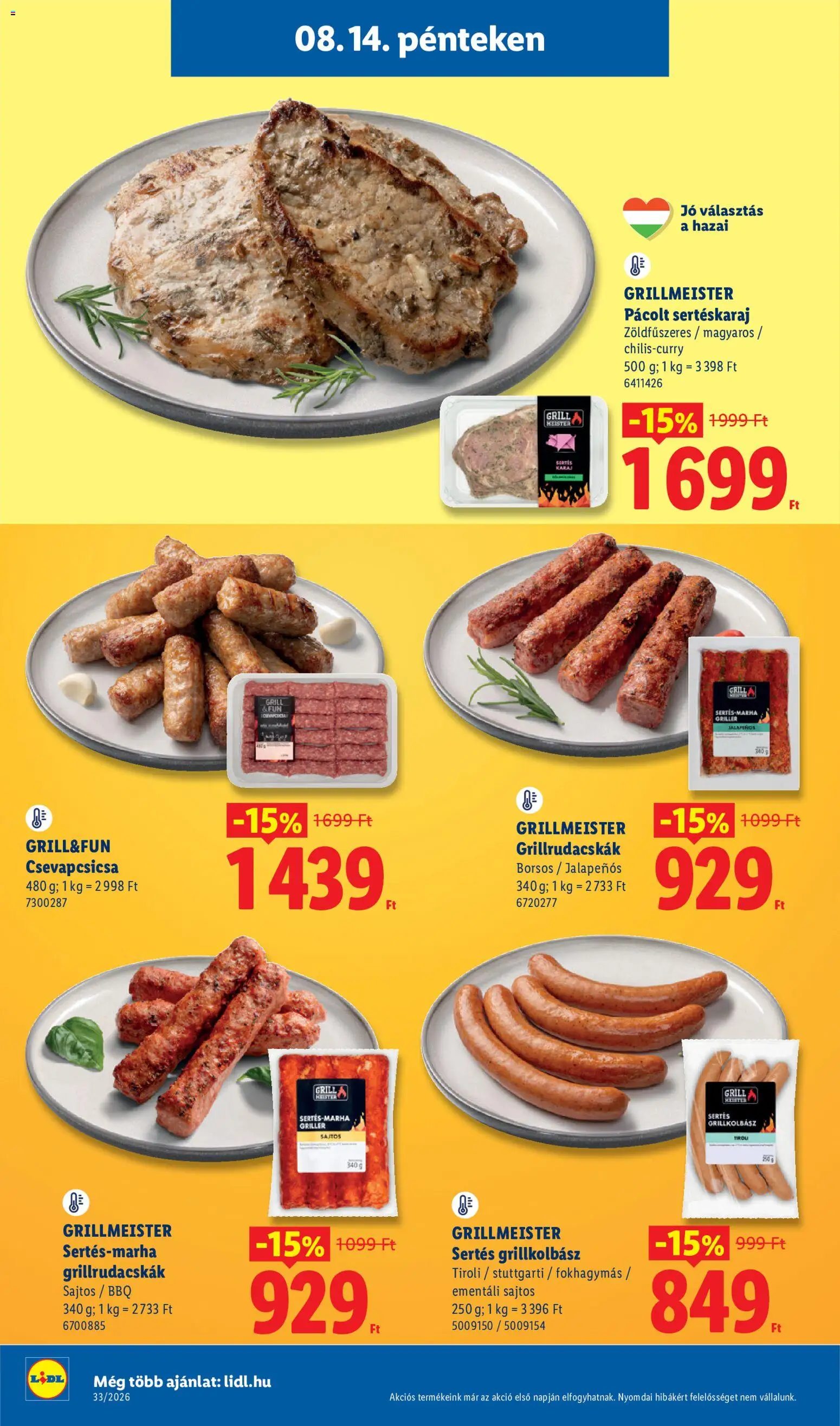 Lidl akciós ujság - amely érvényes a következő dátumtól: 2026.08.13. | Oldal: 44 | Termékek: BBQ, Jalapenos, Grillkolbász, Sertéskaraj