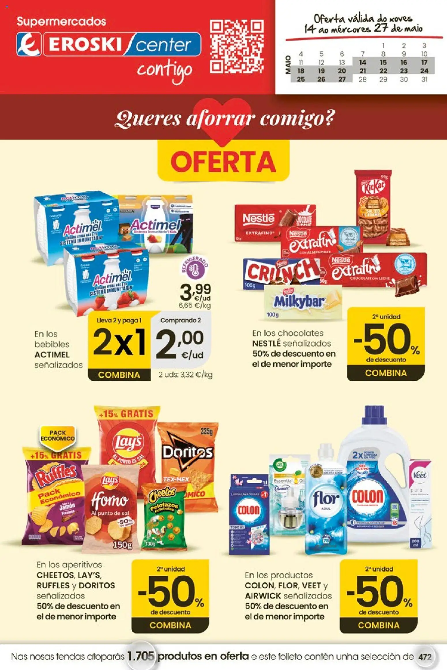 Eroski Quieres ahorrar conmigo │ válido desde el 14.05.2026 | Página: 1 | Productos: Leche, Jamón, Chocolate con leche, Horno