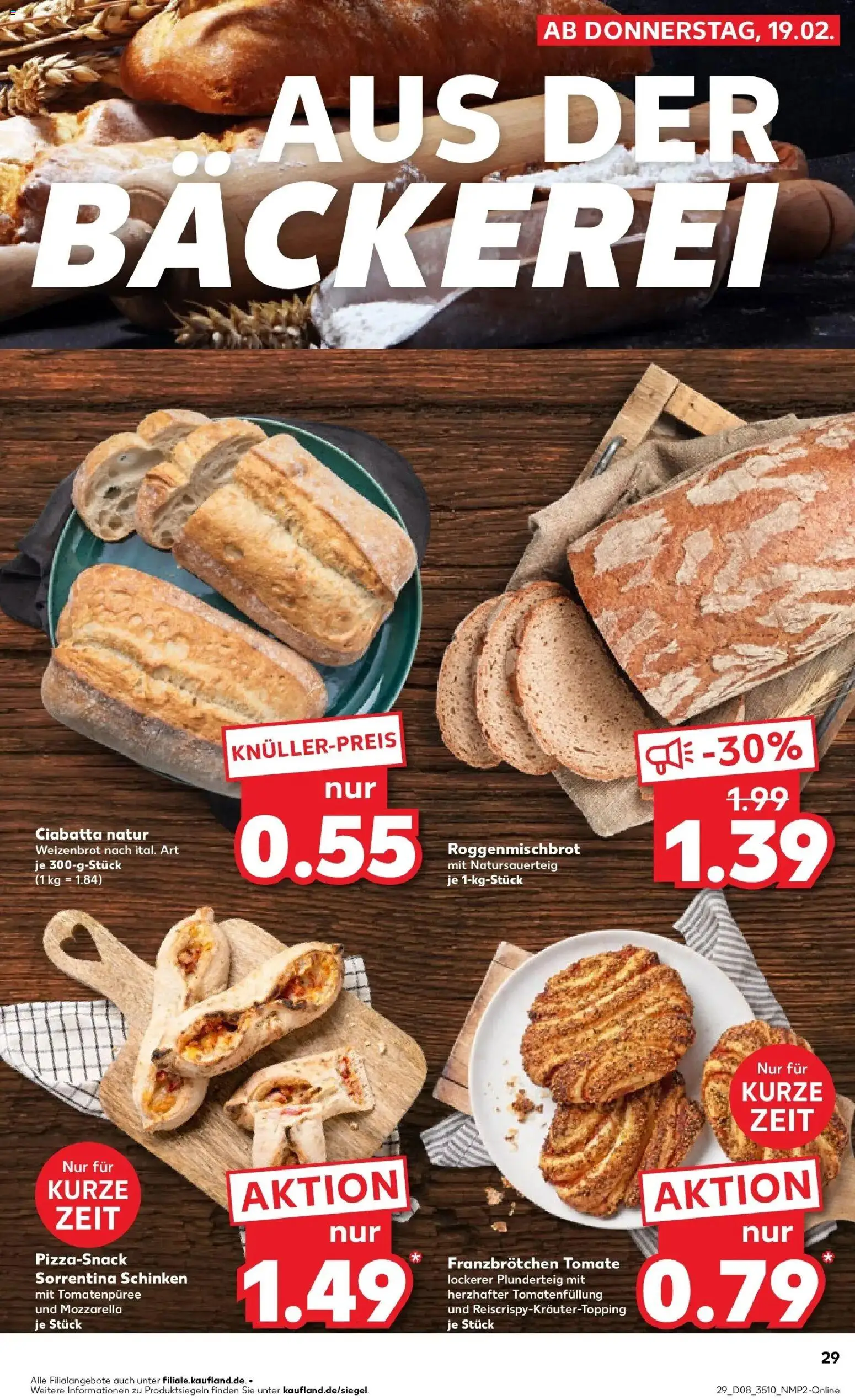 Kaufland prospekt Aue-Bad Schlema	 – gültig ab 19.02.2026 | Seite: 37 | Produkte: Bäckerei, Mozzarella, Tomatenpüree, Pizza