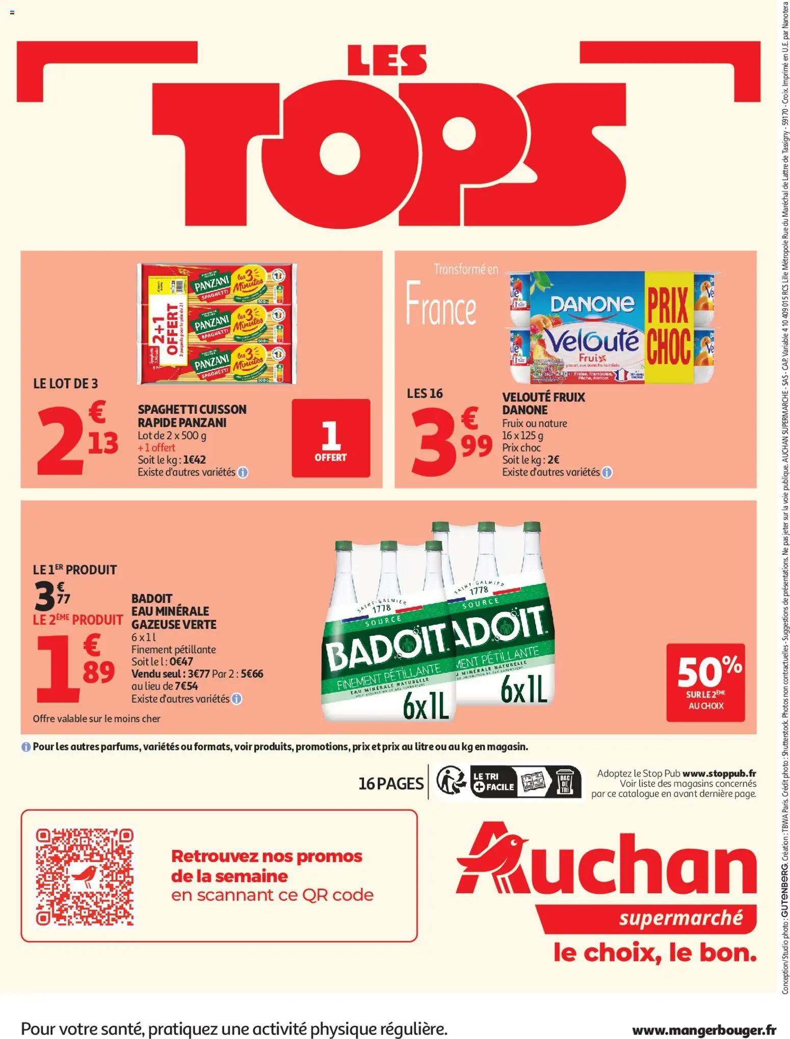 {H1} | Page: 16 | Produits: Eau minérale, Badoit, Spaghetti, Yaourt