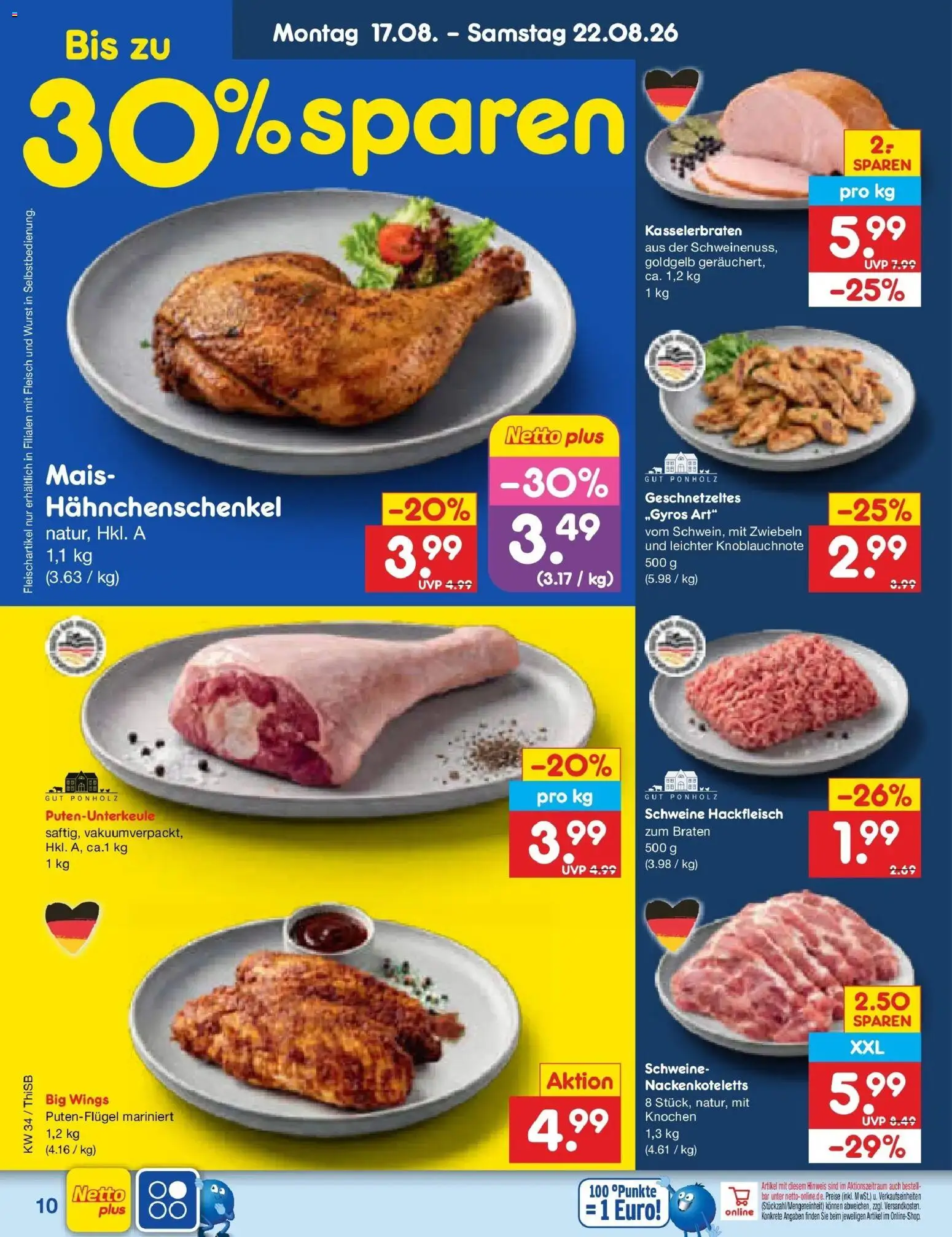 Netto Marken-Discount Prospekt Pirna (ab 17.08.2026) » Angebote | Seite: 12 | Produkte: Mais, Hahnchenschenkel, Wurst, Fleisch