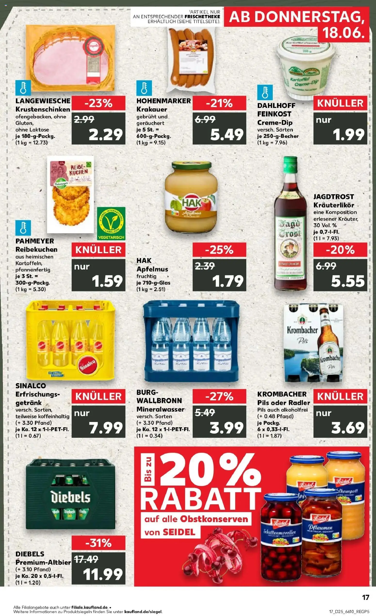 Kaufland Prospekt Kleve – gültig ab 18.06.2026 | Seite: 2 | Produkte: Sinalco, Radler, Krombacher, Kuchen