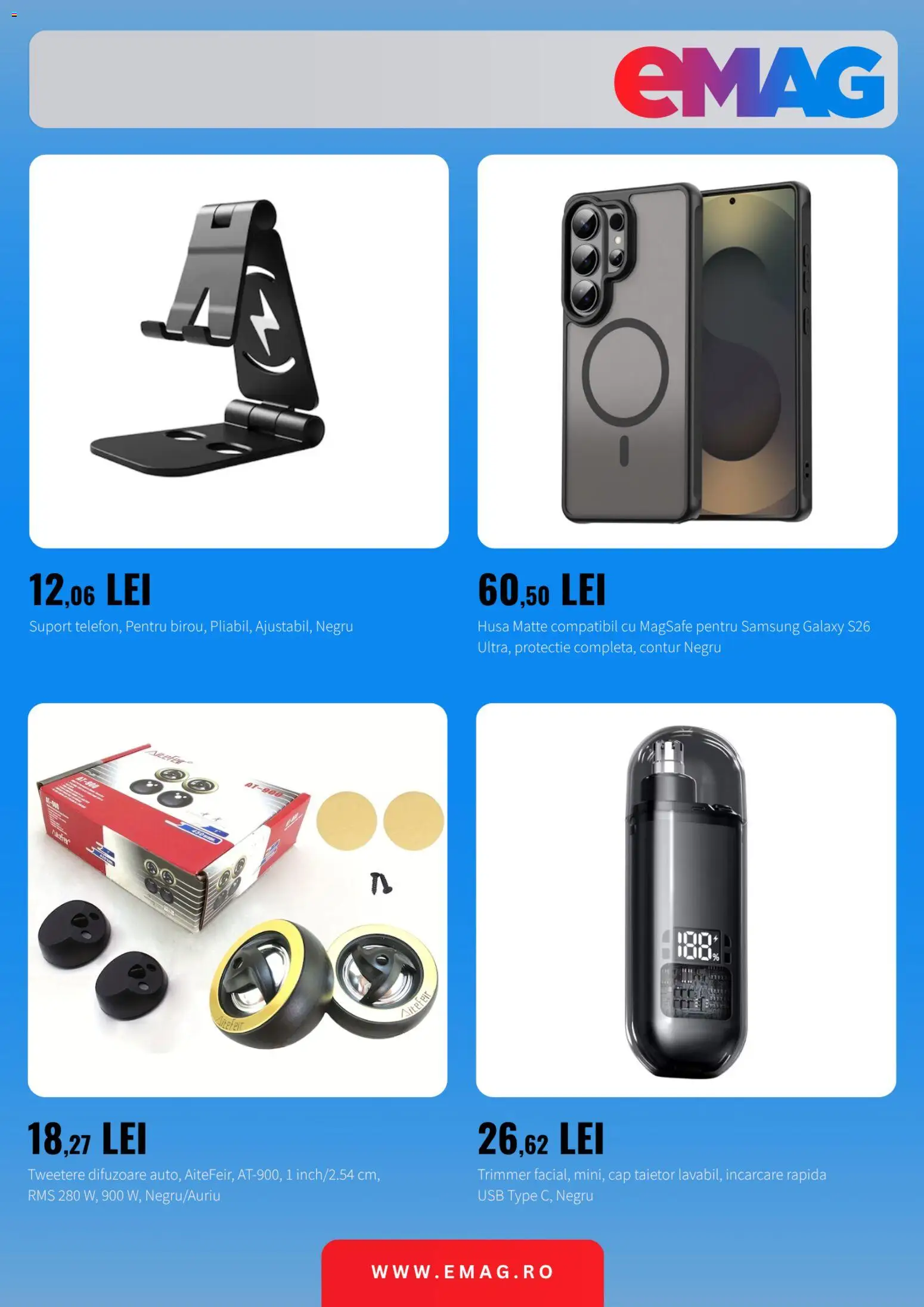 Noul catalog Emag – valabil de la 18.08.2026 | Pagină: 3 | Produse: Trimmer, Usb, Suport