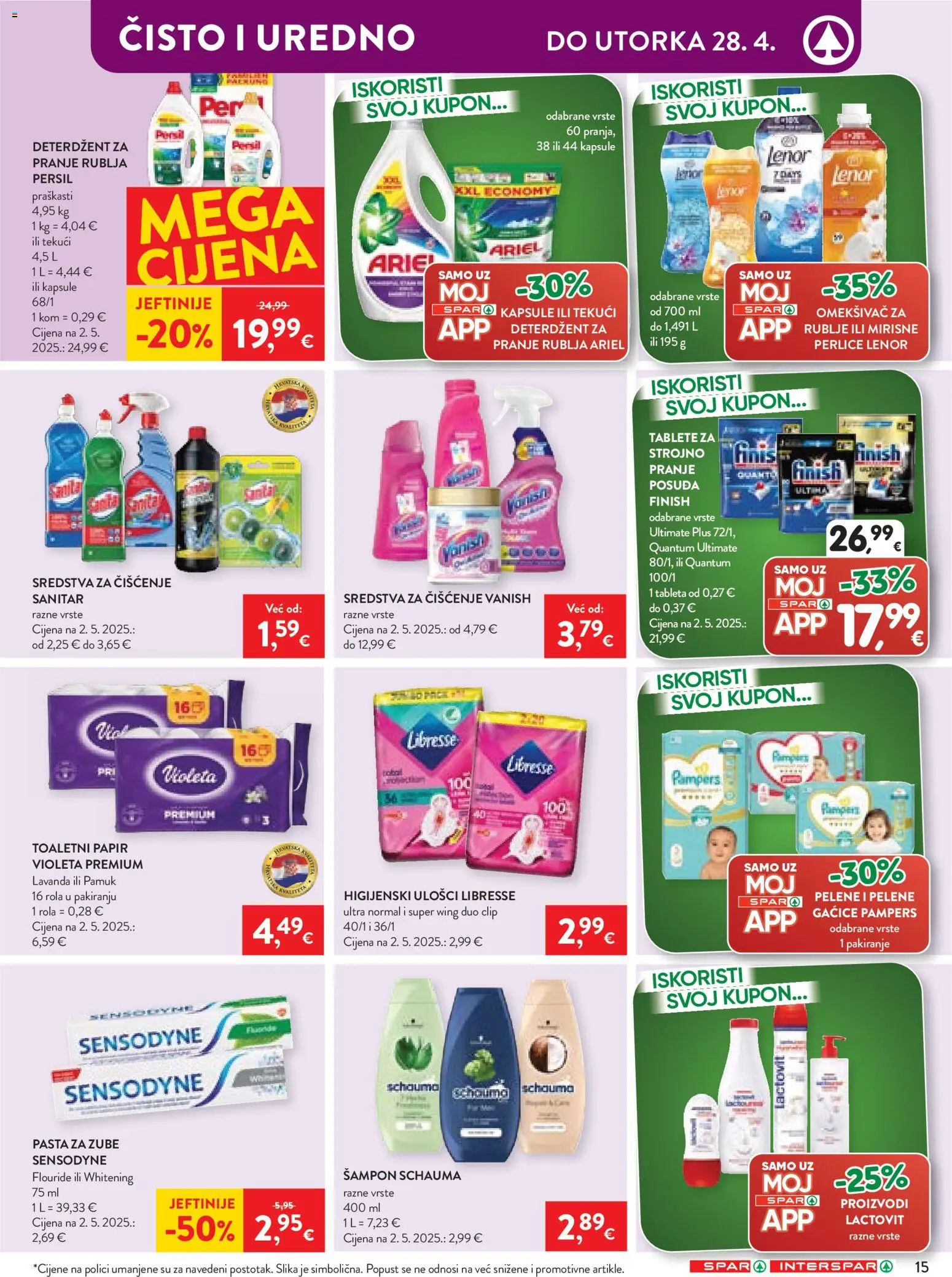 Spar katalog | vrijedi od 22.04.2026 | Stranica: 19 | Proizvodi: Higijenski ulošci, Sensodyne, Tableta, Violeta