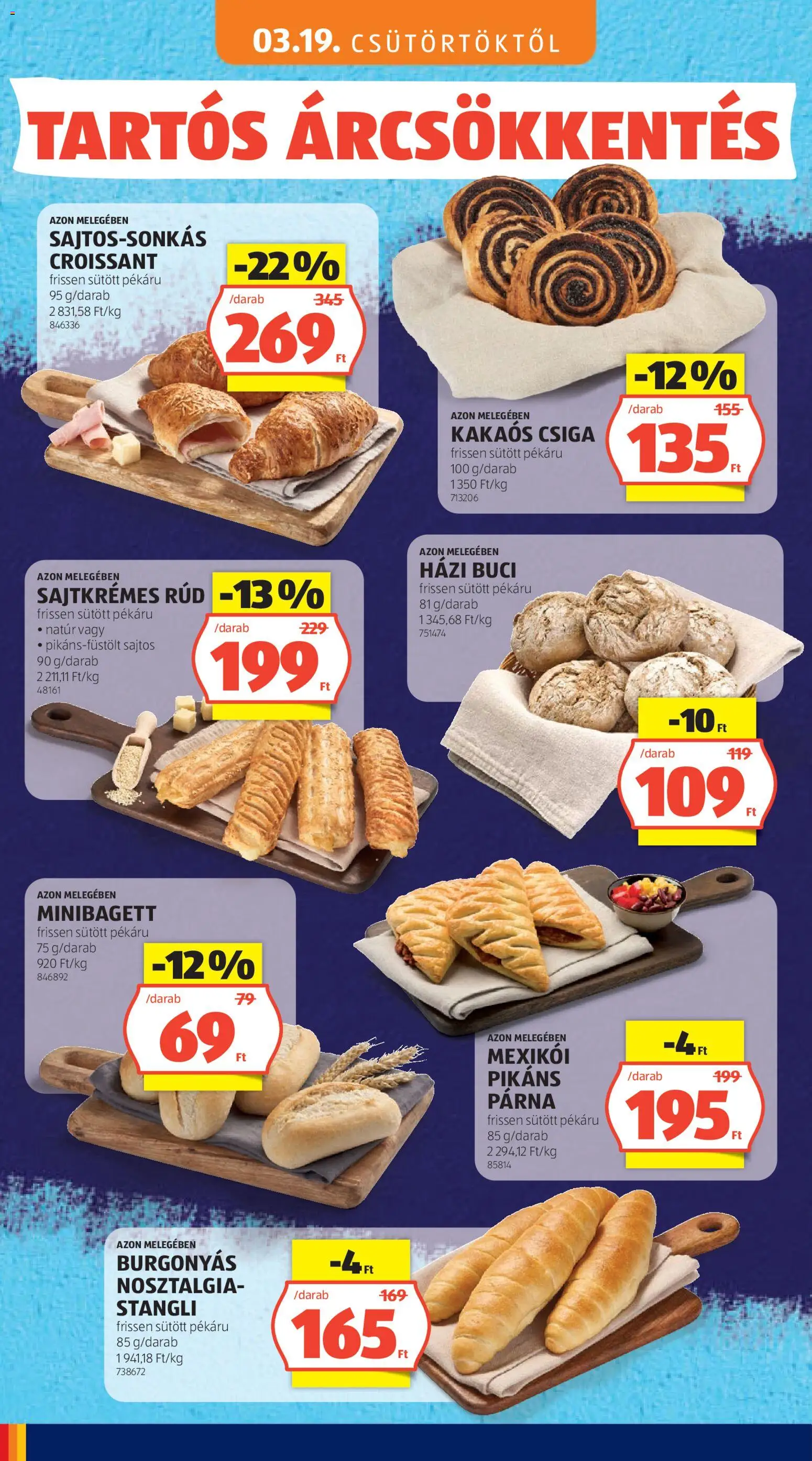 Aldi akciós ujság - amely érvényes a következő dátumtól: 03.05.2026 | Oldal: 56 | Termékek: Croissant, Stangli, Párna, Kakaós csiga